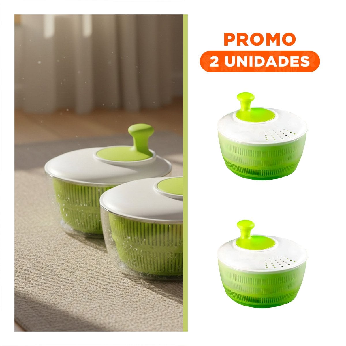 PACK2 CONTENEDOR GIRATORIO VERDE Y BLANCO PRACTICO Y FUNCIONAL Y+REGALO STICKER - 1