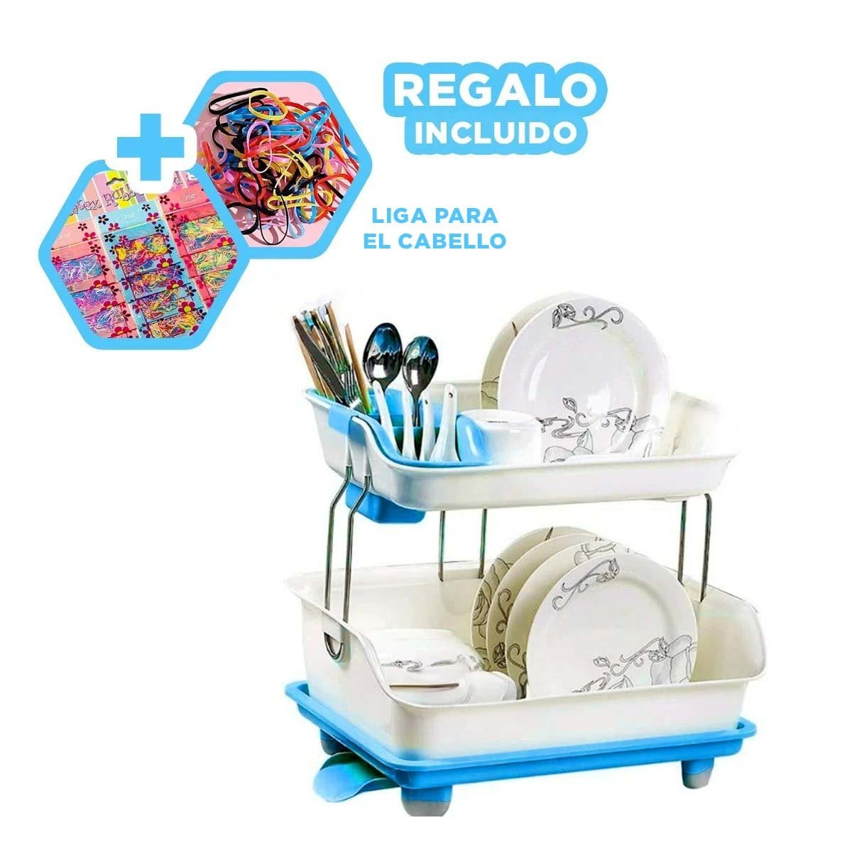 PACK2 ORGANIZADOR DE VAJILLA CELESTE DE ESTILO MODERNO EN VIVIENDA Y+PAPEL REGALO - 2