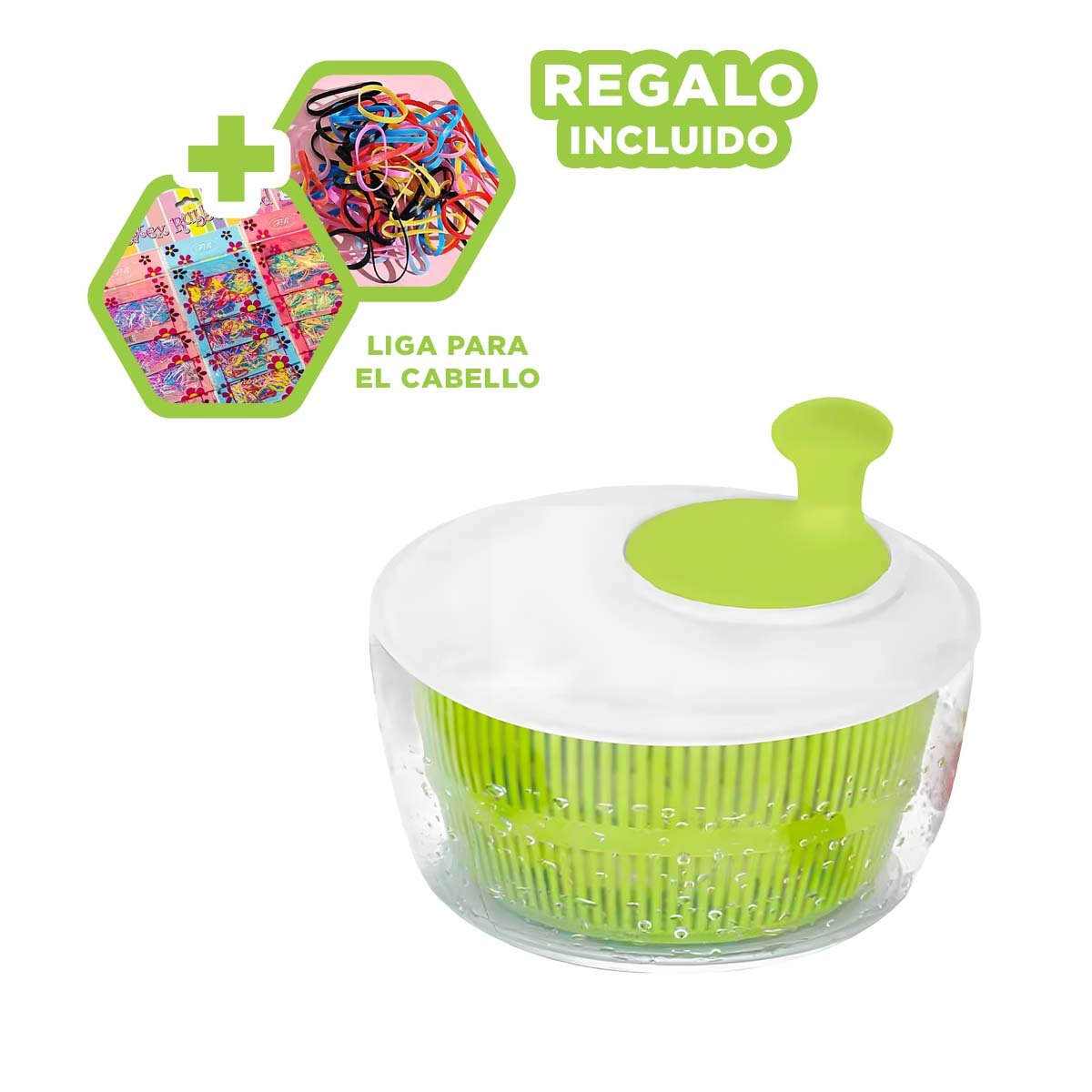 ESCURRIDOR CENTRIFUGADOR GIRATORIO VERDE Y BLANCO MODERNA Y RESISTENTE Y+LIGAS REGALO - 2