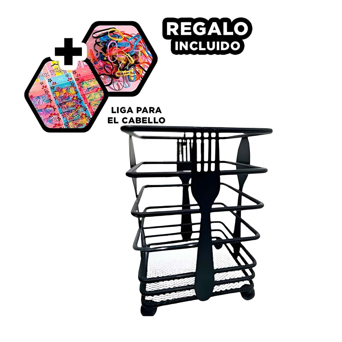 ORGANIZADOR PARA MESA DE COCINA RECTANGULAR EN METAL NEGRO PARA CUBIERTOS Y+LIGAS REGALO - 2