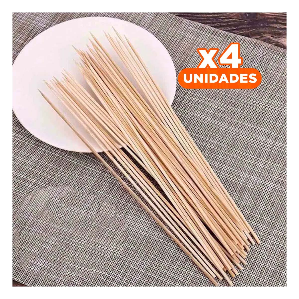 PACK4 PINCHOS RESISTENTES 30CM COLOR NATURAL PARA USO DIARIO EN HOGAR 85UNID Y+REGALO STICKER - 1