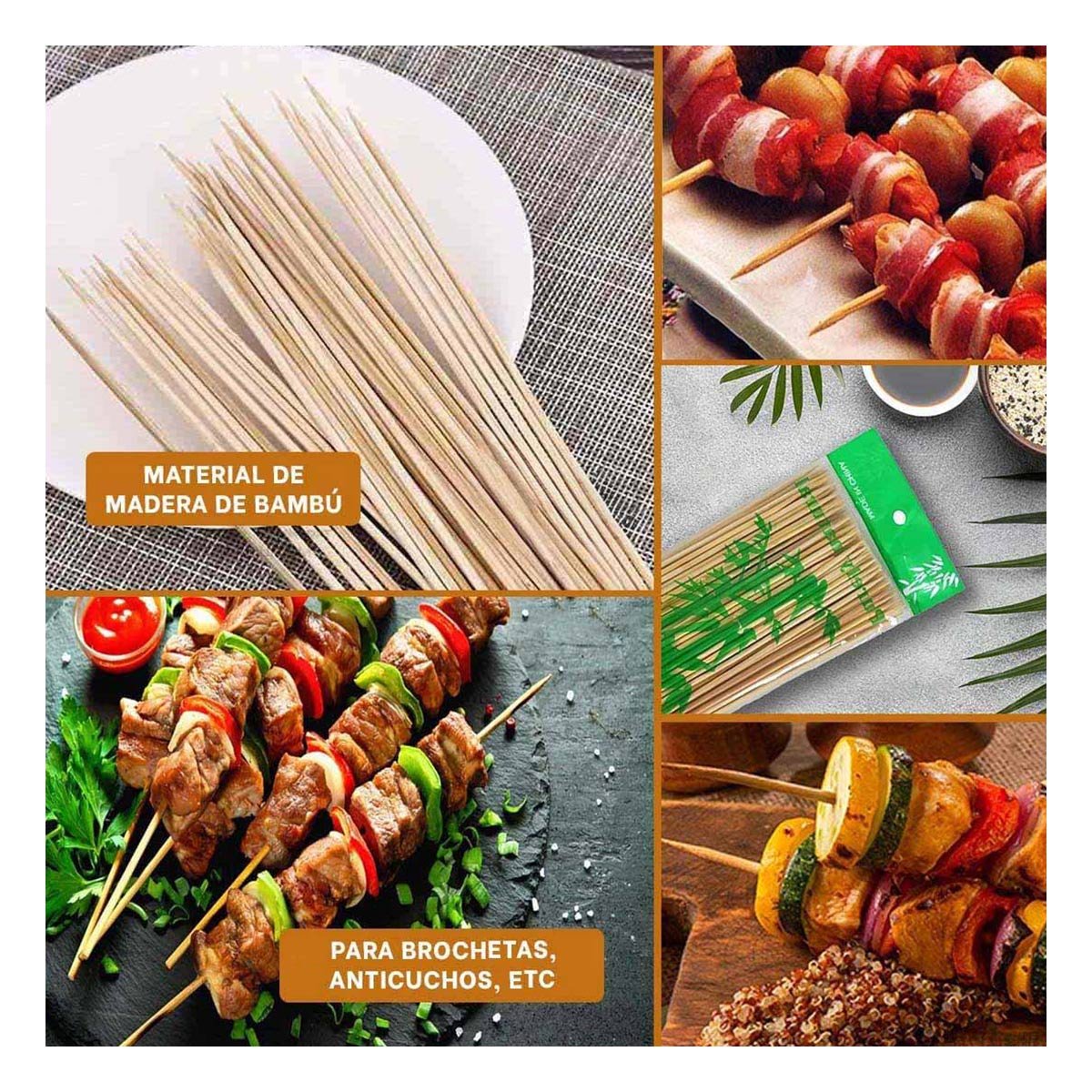 PACK4 PINCHOS RESISTENTES 30CM COLOR NATURAL PARA USO DIARIO EN HOGAR 85UNID Y+REGALO STICKER - 2
