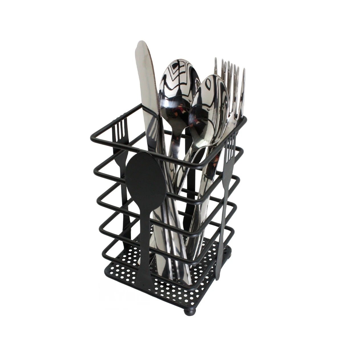 PACK4 SOPORTE RECTANGULAR PARA CUBIERTOS EN COCINA DE METAL NEGRO Y+PAPEL REGALO - 3