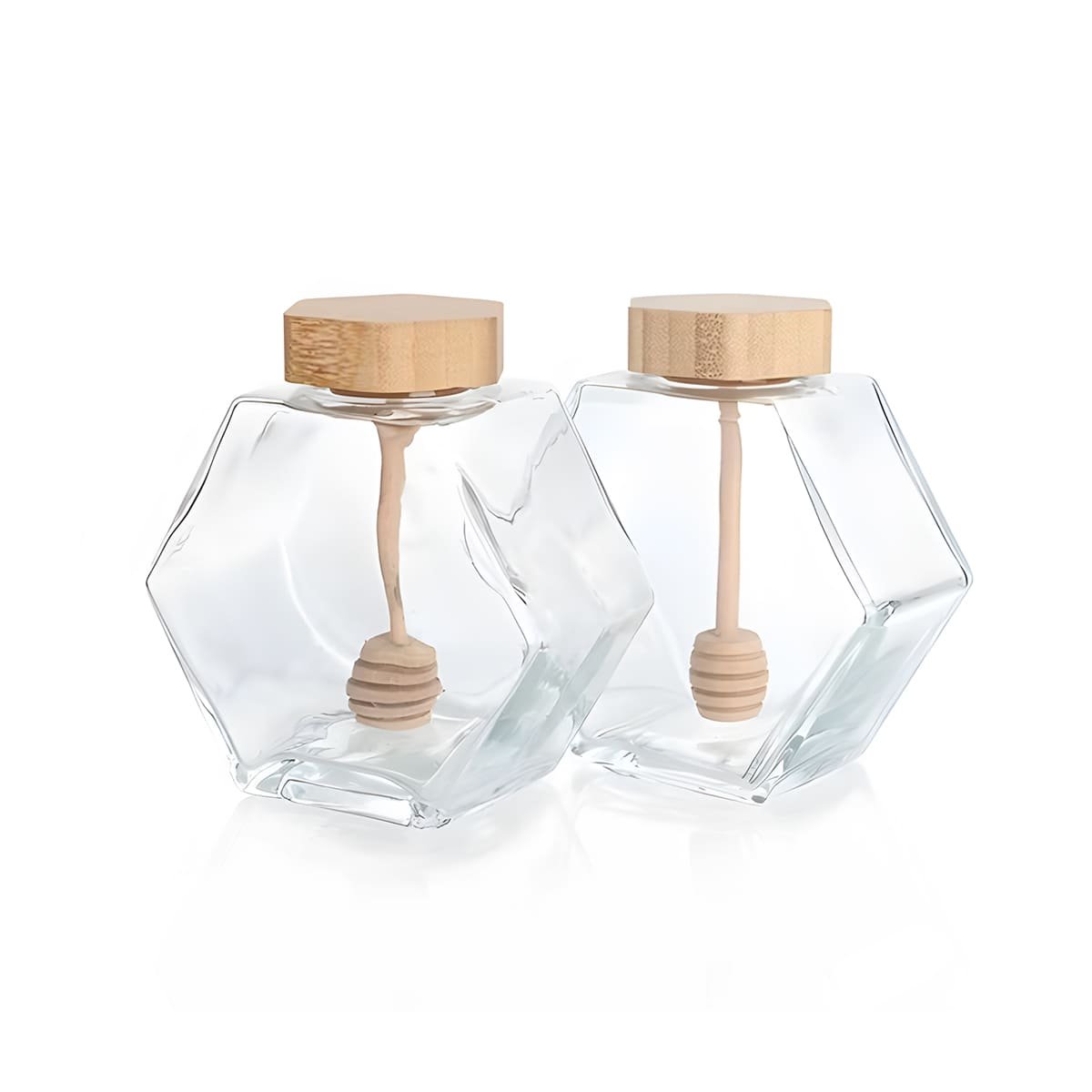PACK12 ENVASE PARA COCINA EN VIDRIO 380ML CON TAPA DE MADERA Y+REGALO STICKER - 2