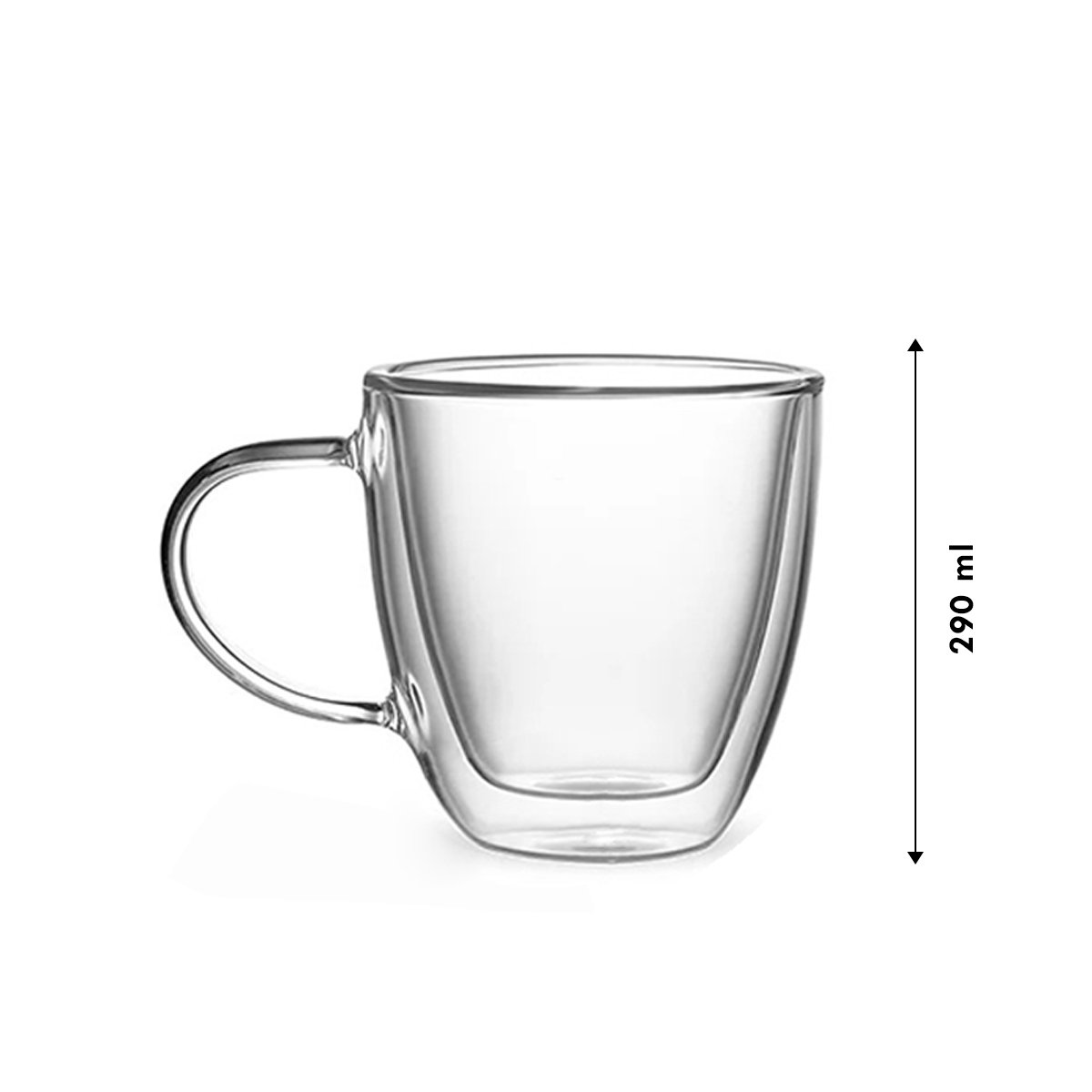 TAZA DOBLE CAPA 290 MILILITROS CON VIDRIO TRANSPARENTE TOQUE DECORATIVO Y+LIGAS REGALO - 4