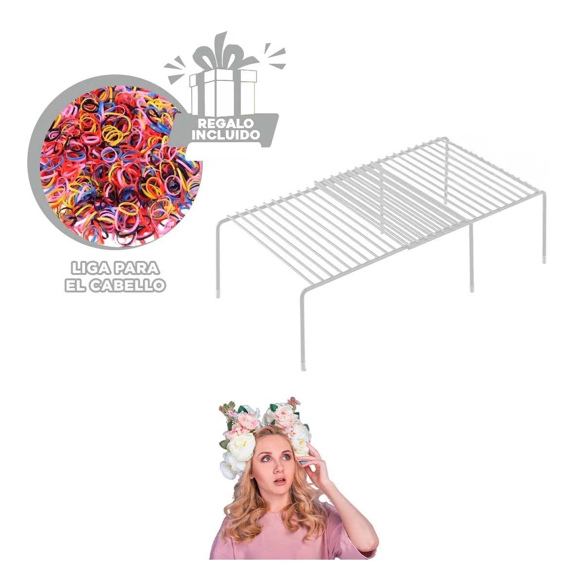 REJILLA DE COCINA BLANCO FABRICADA EN METAL CON SOPORTE DE 6 PATAS EXPANDIBLE Y+LIGAS REGALO - 2