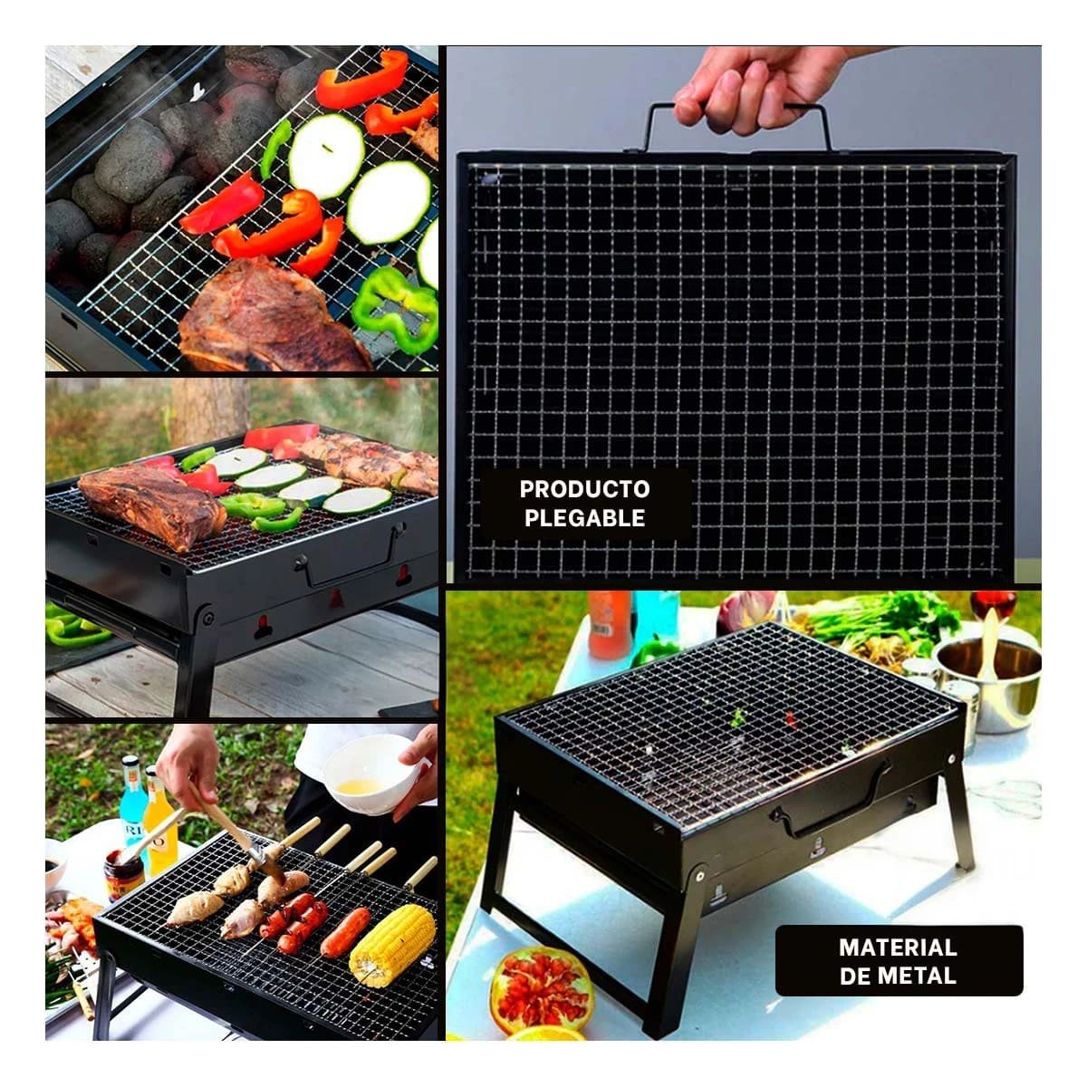 PARRILLA MINI A CARBON PORTATIL DE METAL COLOR EN COLOR PARA ORGANIZACION EN TERRAZA - 2