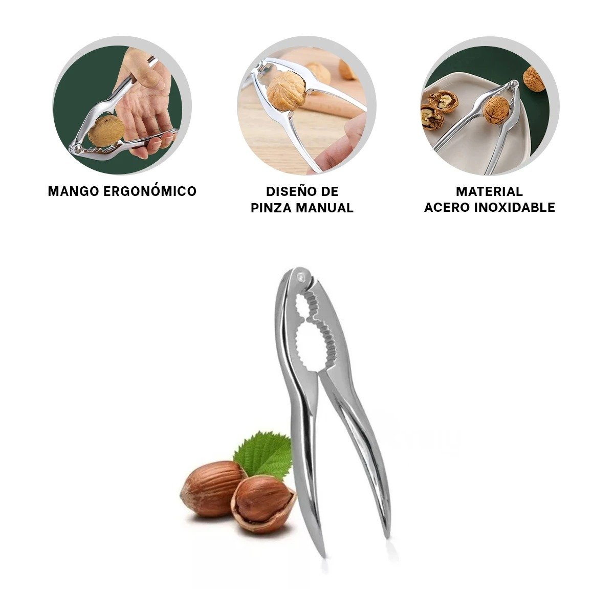 PINZA DE ACERO INOXIDABLE PLATEADO PARA ROMPENUECES USO DOMESTICO Y+PAPEL REGALO - 5