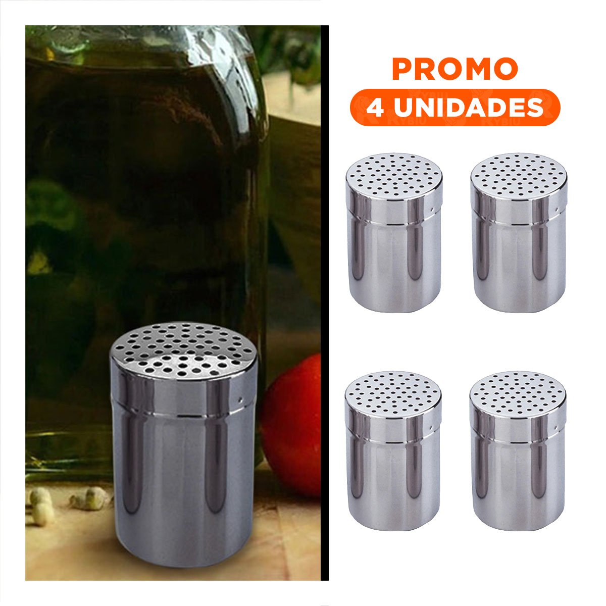 PACK4 RECIPIENTE PARA SERVICIO FAMILIAR CON MEDIDAS 6.5CMX6.5CMX9 CM EN METAL - 1