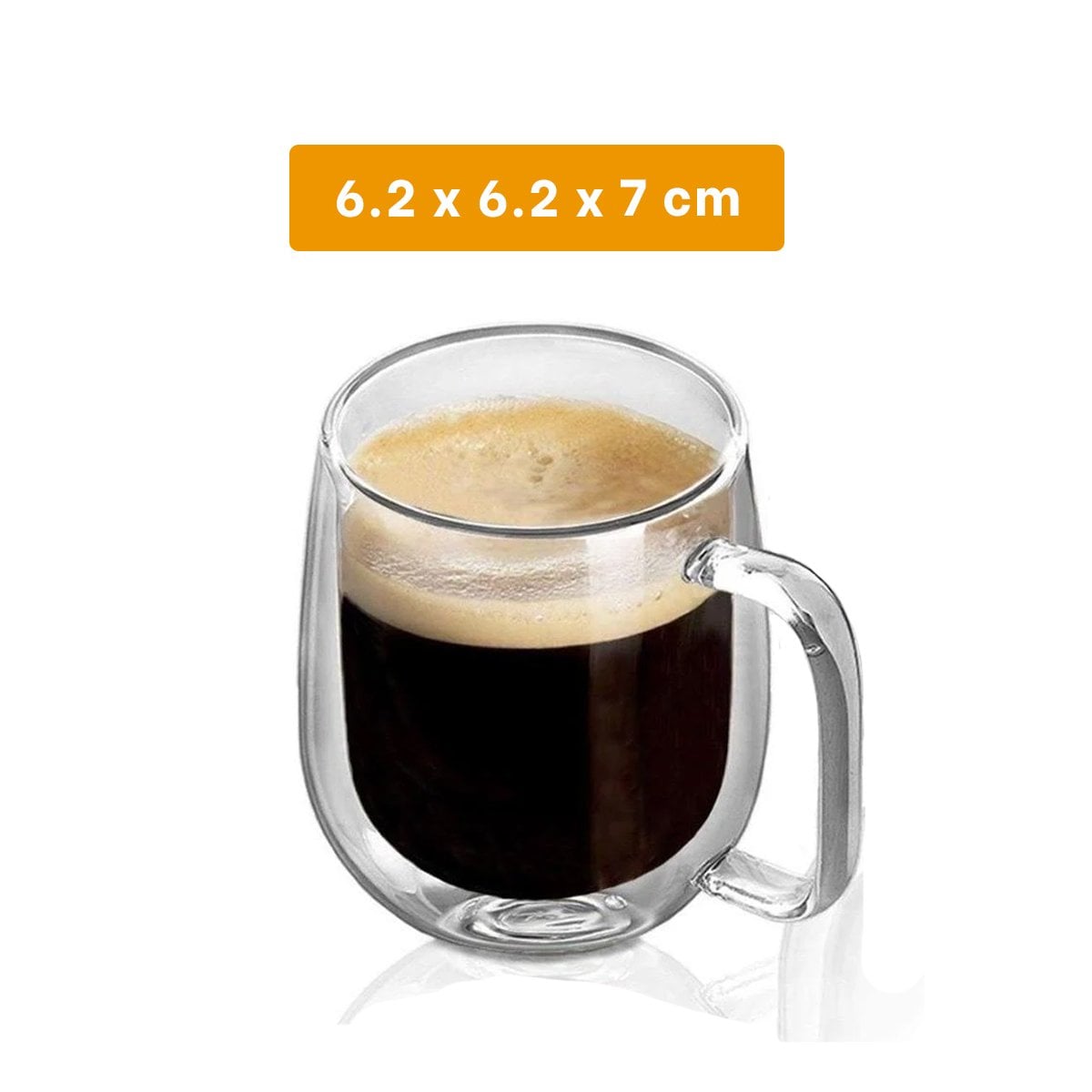 TAZA ESPRESSO DOBLE CAPA 100 ML DE COLOR TRANSPARENTE CON ASA CUADRADA - 4