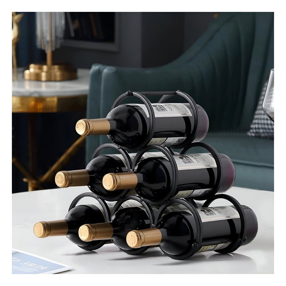 PACK4 REPISA DE COCINA 3 NIVELES PARA 6 BOTELLAS NEGRO Y+PAPEL REGALO - 5