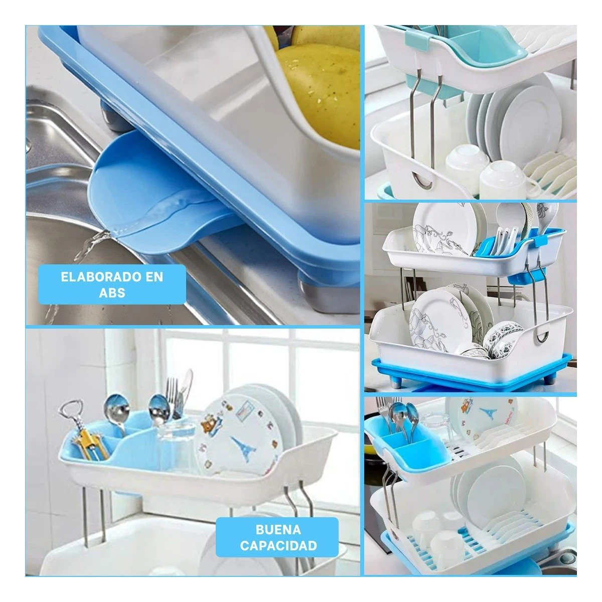 ESCURRIDOR DE PLATO CELESTE PARA LA UTILIDAD DE HIJOS SANOS Y+LIGAS REGALO - 2