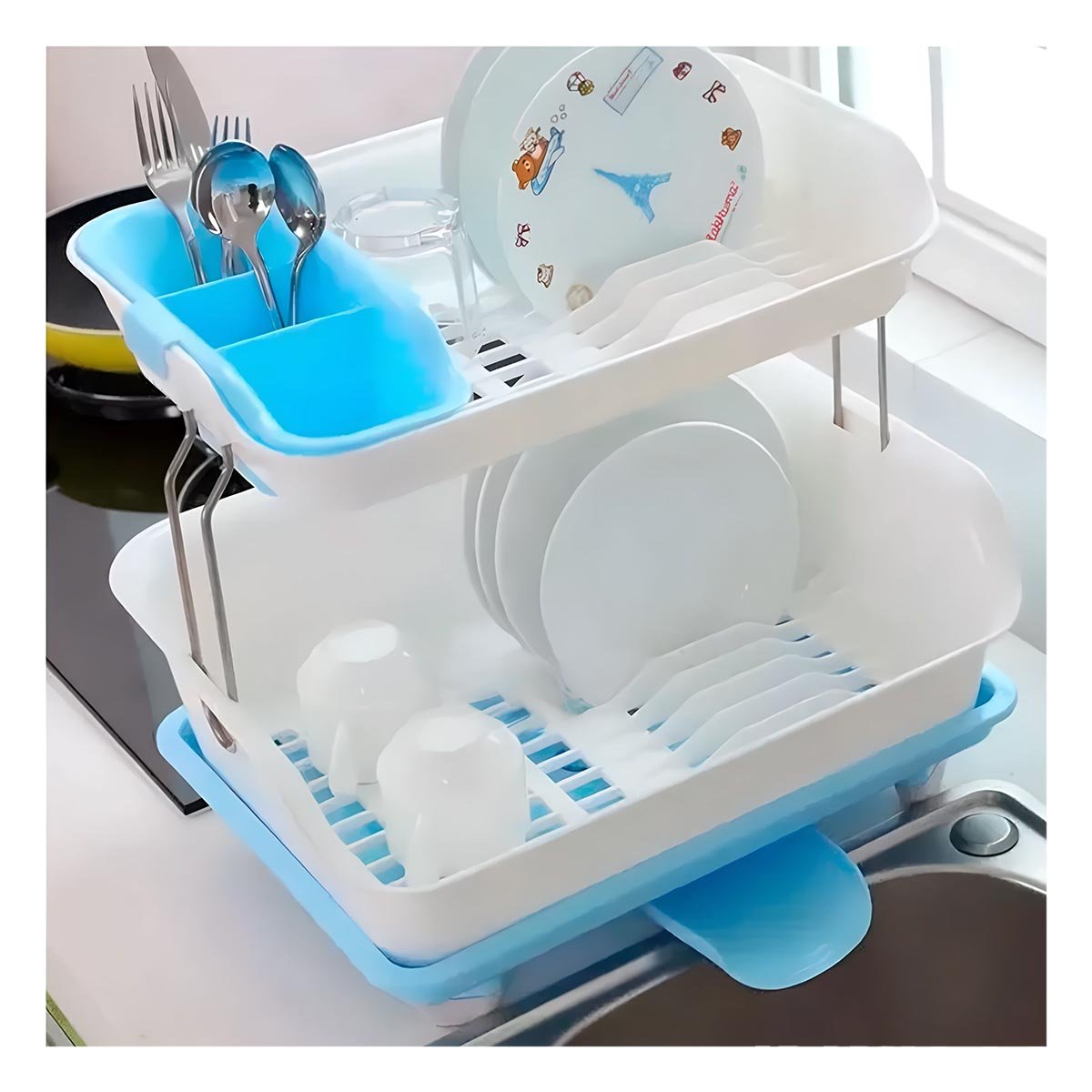 ESCURRIDOR DE PLATO CELESTE PARA LA UTILIDAD DE HIJOS SANOS Y+LIGAS REGALO - 5