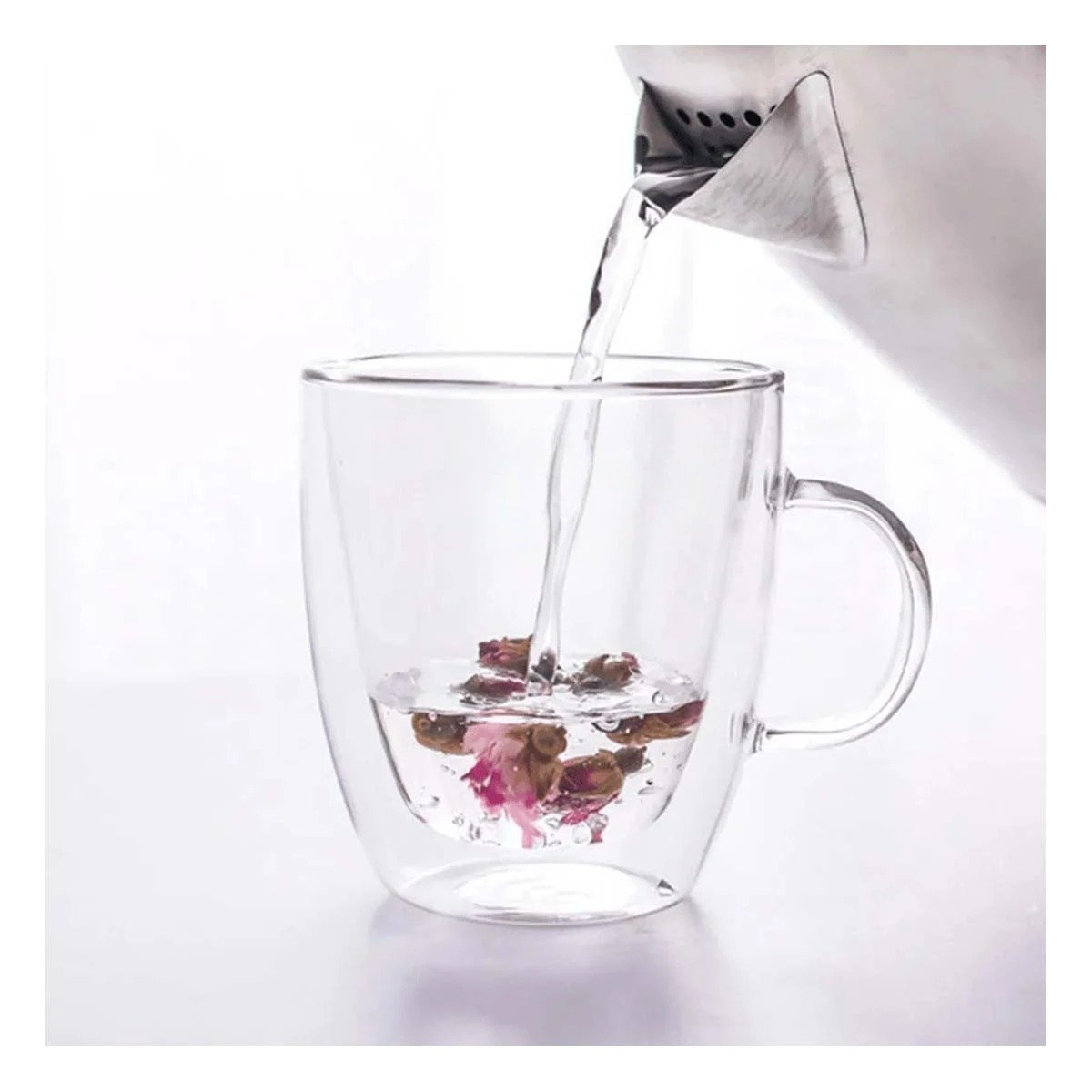 TAZA EN COLOR TRANSPARENTE 300 MILILITROS DOBLE CAPA ESTILO MINIMALISTA Y+REGALO STICKER - 2