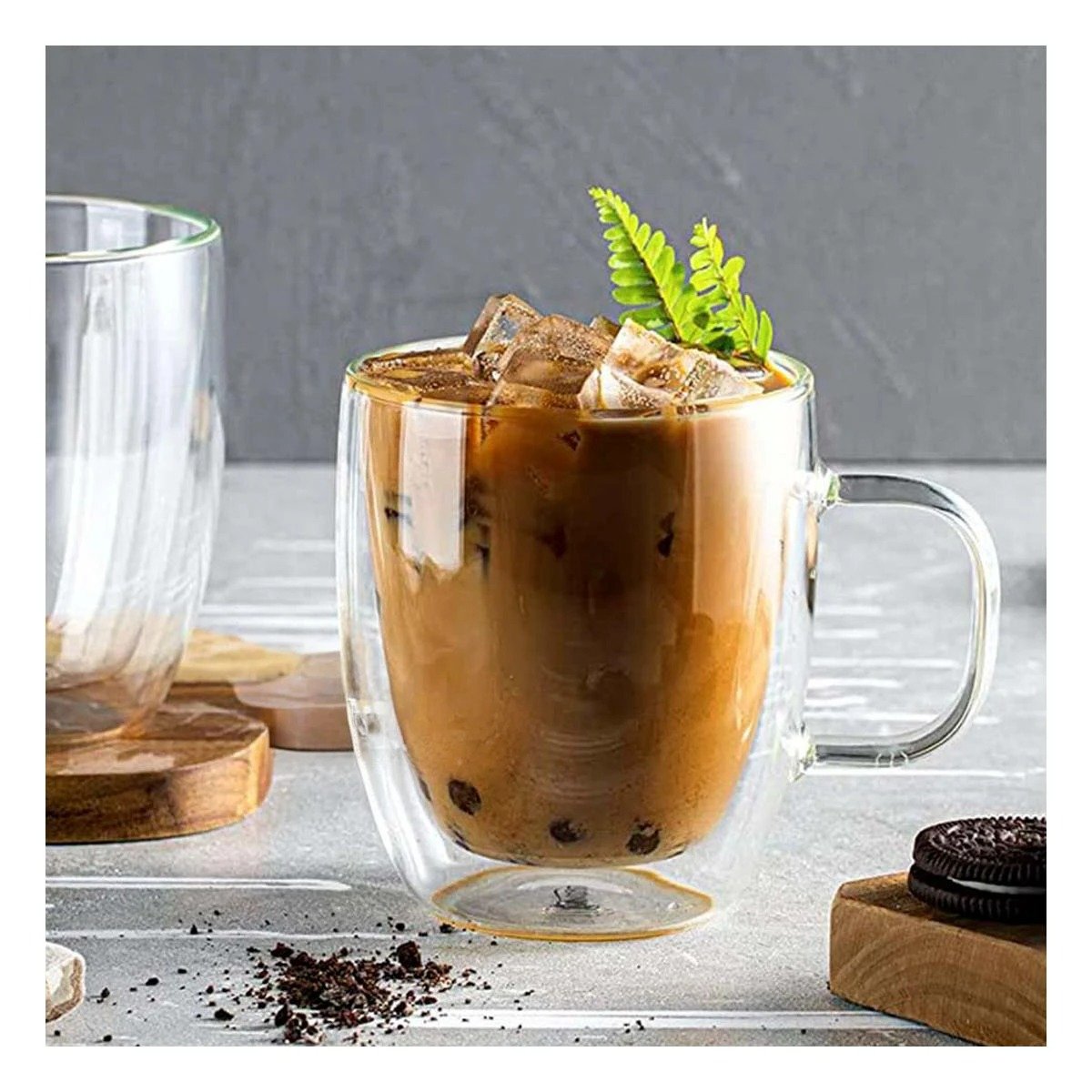 TAZA EN COLOR TRANSPARENTE 300 MILILITROS DOBLE CAPA ESTILO MINIMALISTA Y+REGALO STICKER - 5