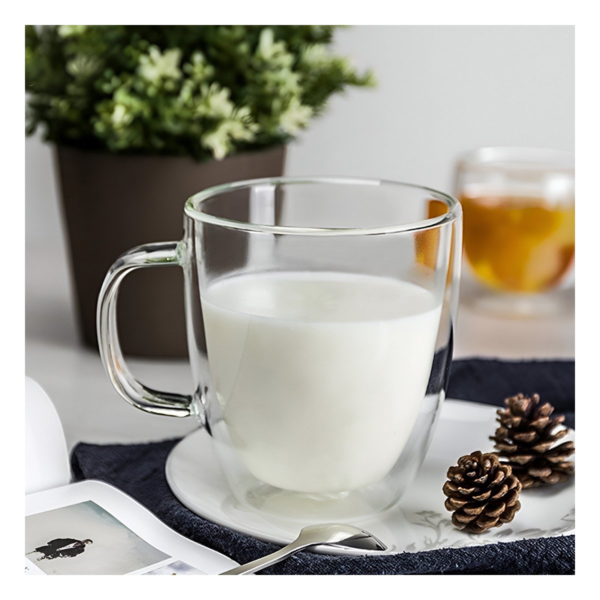 PACK6 VASO ESTRUCTURA DE DIMENSIONES 8X8X11CM TRANSPARENTE VIDRIO DE 250ML Y+PAPEL REGALO - 5