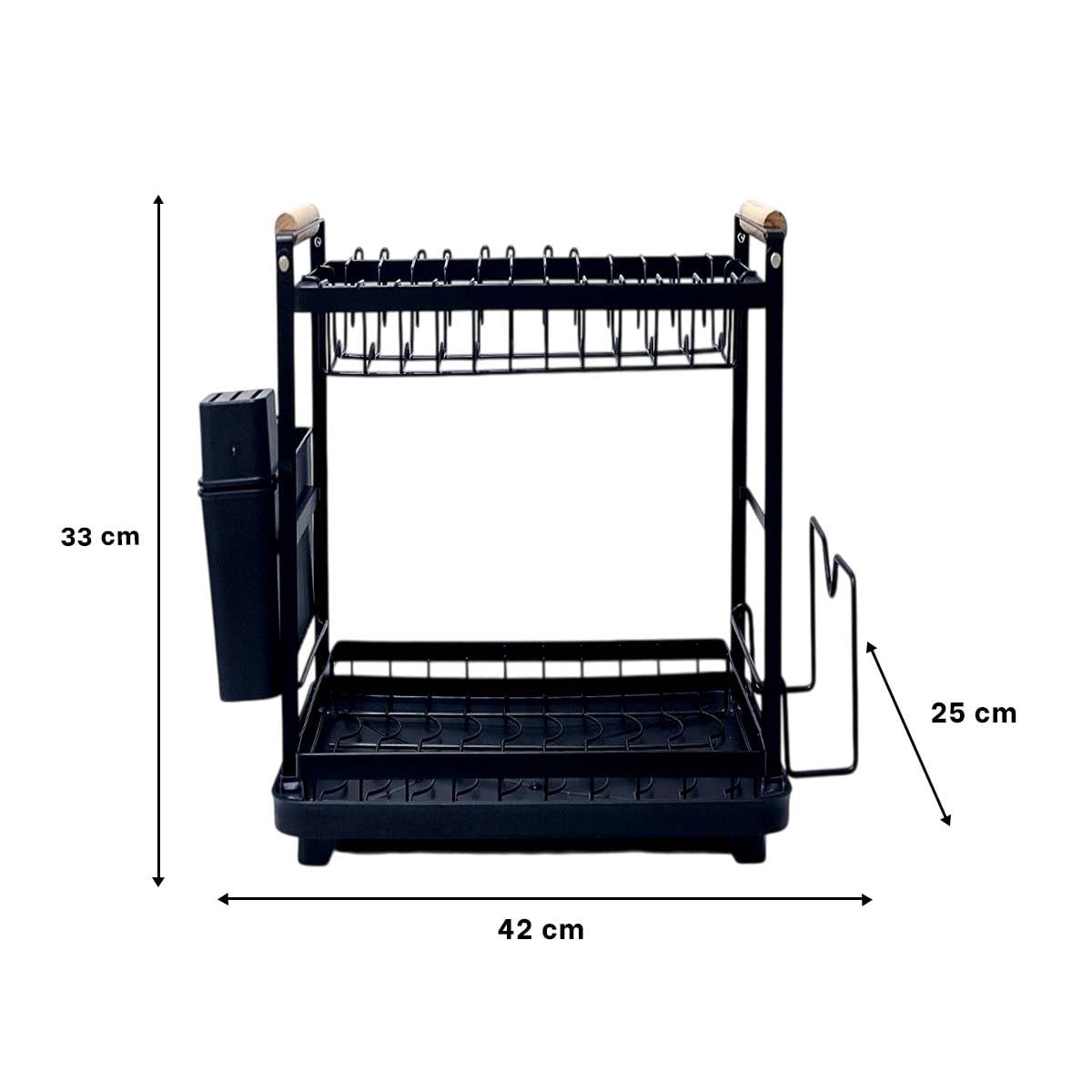 ESCURRIDOR ELEGANTE PARA PLATOS VASOS Y UTENSILIOS CON MADERA NEGRO YPOST IT - 4