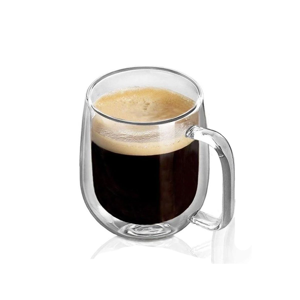 PACK2 COPA DOBLE CAPA 100 ML ESPRESSO TRANSPARENTE CON ASA CUADRADA Y+REGALO STICKER - 2