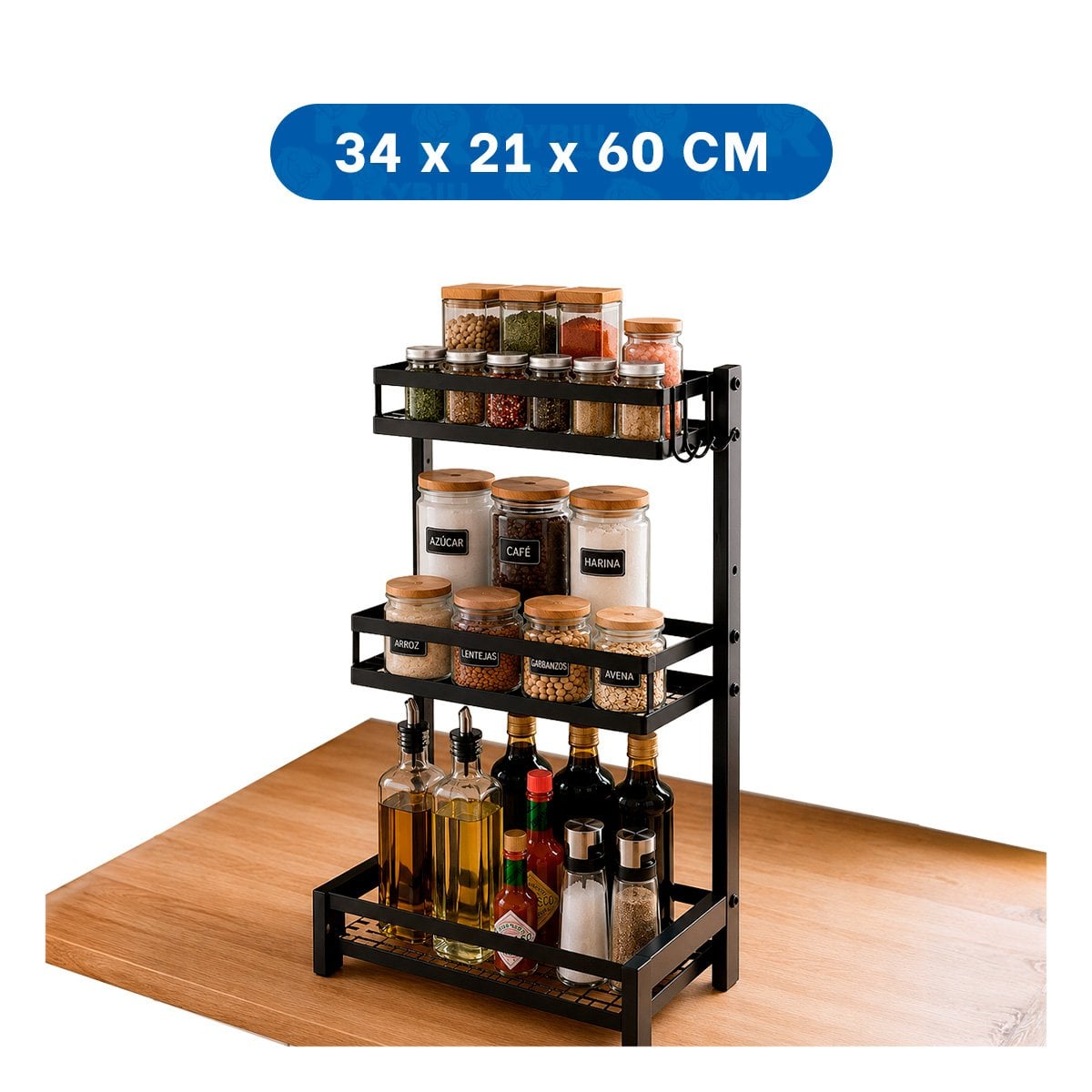 PACK2 ESTANTERIA ORDENADORA NEGRO EN ACERO INOXIDABLE 3 NIVELES Y+REGALO STICKER - 4