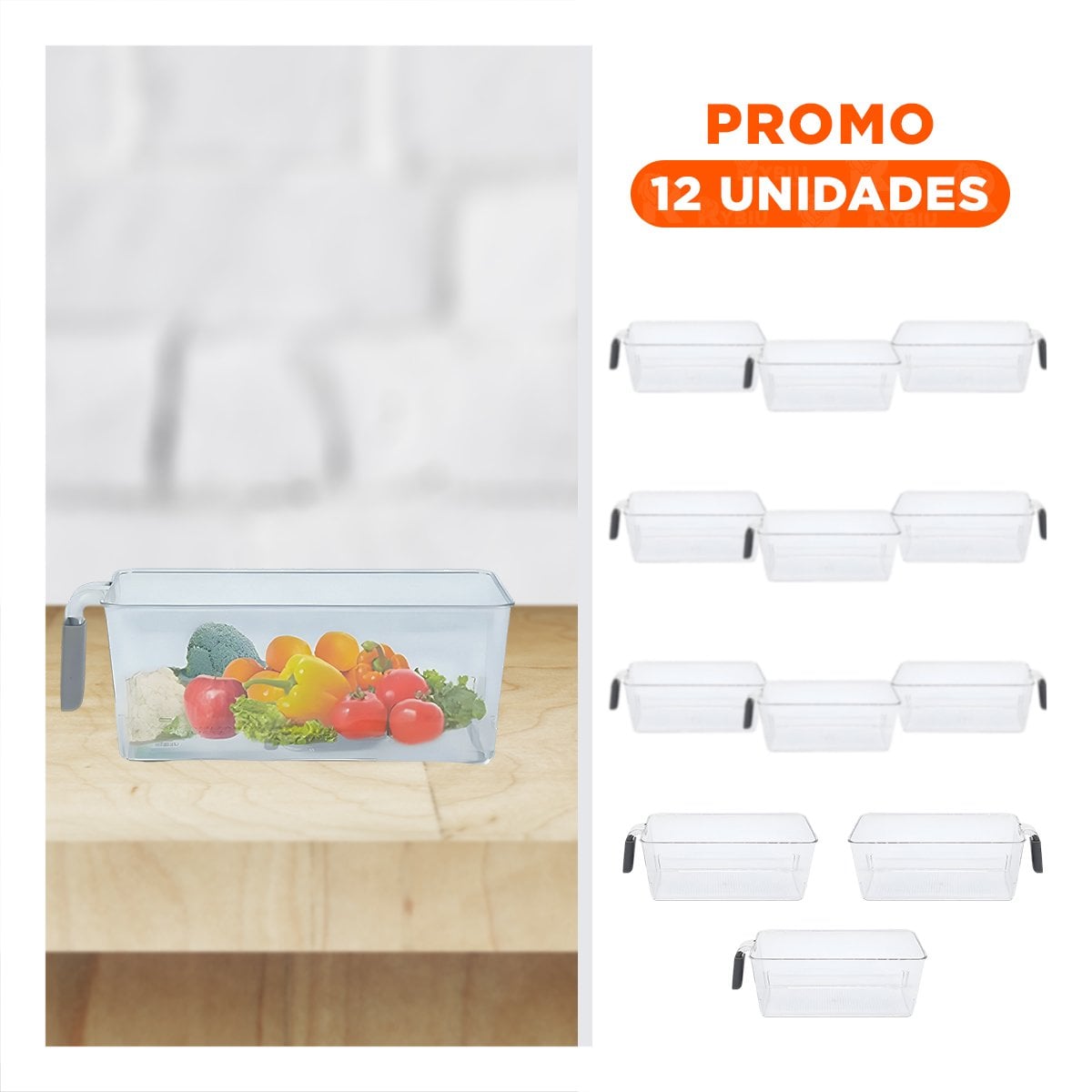 PACK12 ACCESORIO DE COCINA RECTANGULAR CON ASA PARA REFRIGERADOR PLOMO - 1
