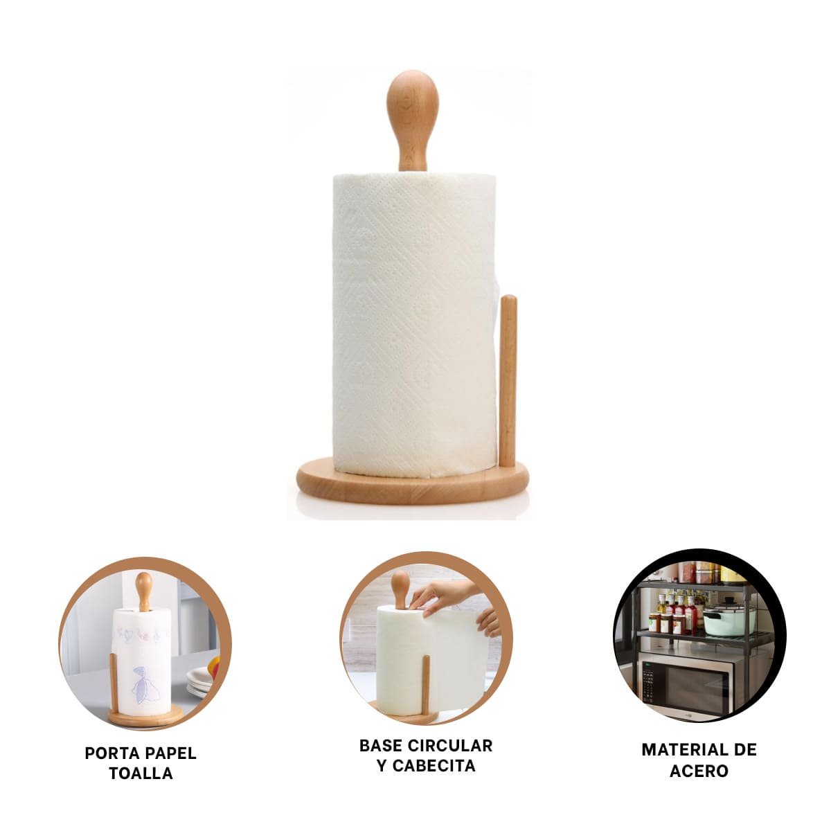 PORTAPAPEL VERTICAL COMPACTO DE MADERA CON BASE ESTABLE Y DOBLE PALO YPOST IT - 5
