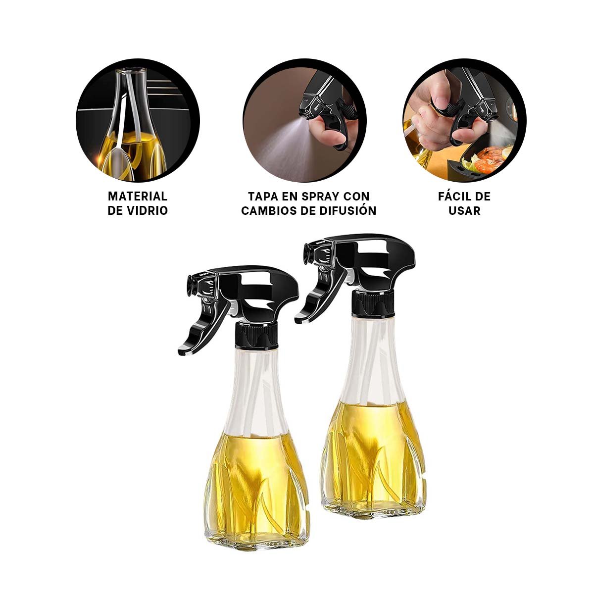 DISPENSADOR DE ACEITE SPRAY 240ML NEGRO COMODO Y FACIL DE LIMPIAR SAZONAR ALIMENTOS YPOST IT - 5