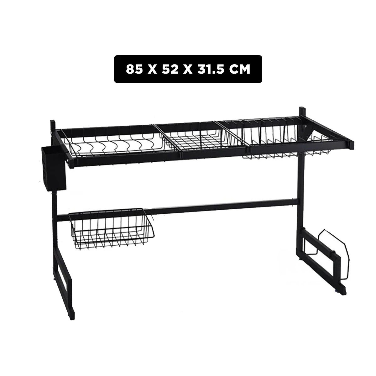ESCURRIDOR DE PLATOS NEGRO 85CM CON GANCHOS PARA SUS UTENSILIOS Y+LIGAS REGALO - 4