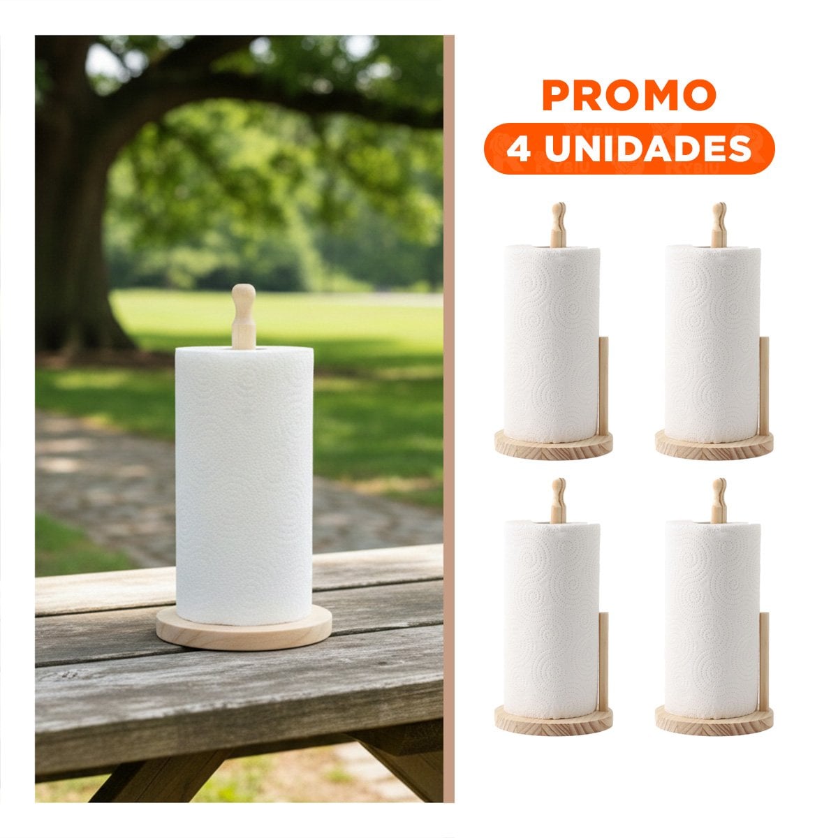 PACK4 SOPORTE COMPACTO VERTICAL DE MADERA CON DOBLE PALO Y BASE FIRME - 1