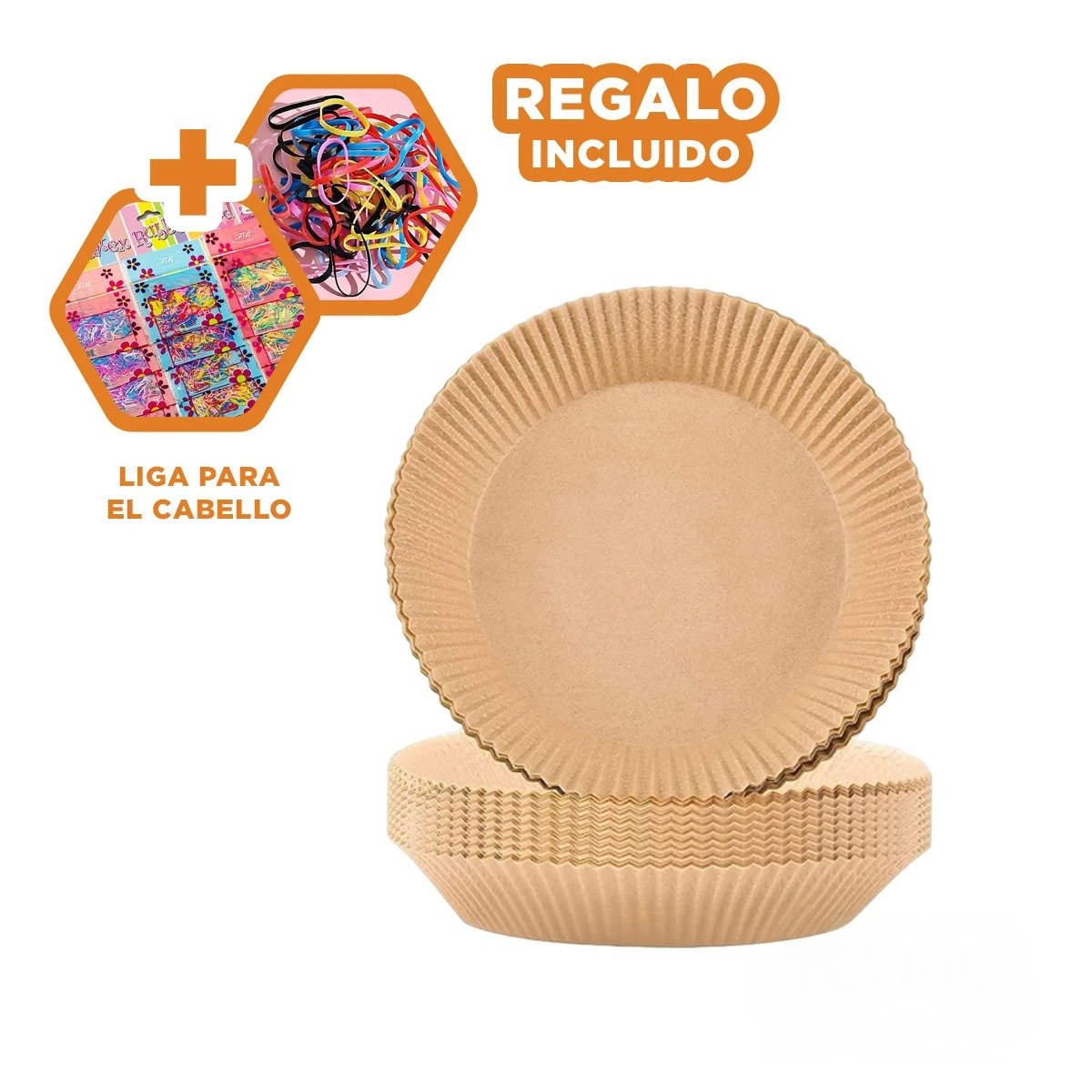 BANDEJAS 100UNID DE PAPEL COLOR MADERA PARA FREIDORA DE AIRE EN COCINA Y+LIGAS REGALO - 2