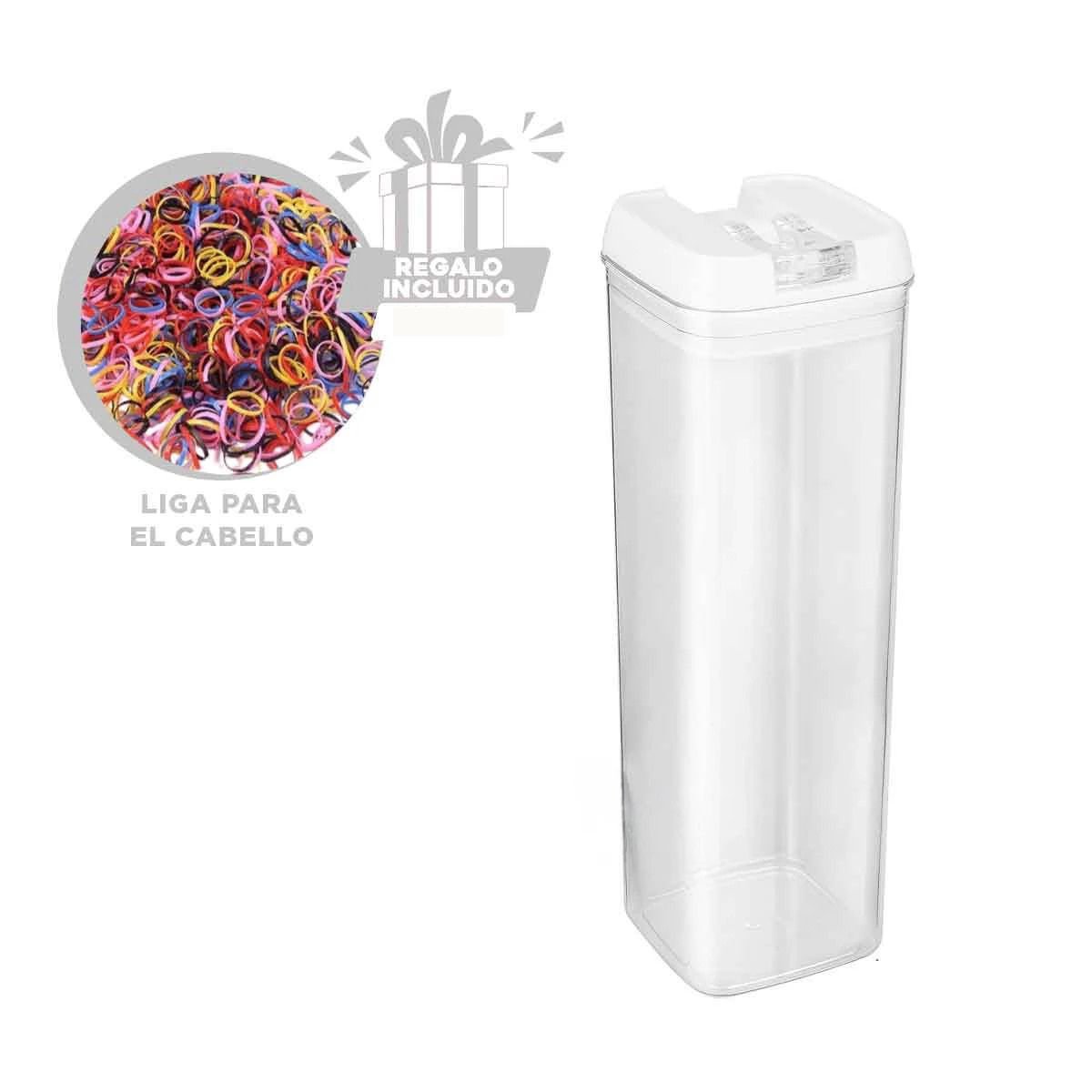 FRASCO ACRILICO ORGANIZADOR COCINA TAPA BLANCA 1900ML Y+LIGAS REGALO - 2
