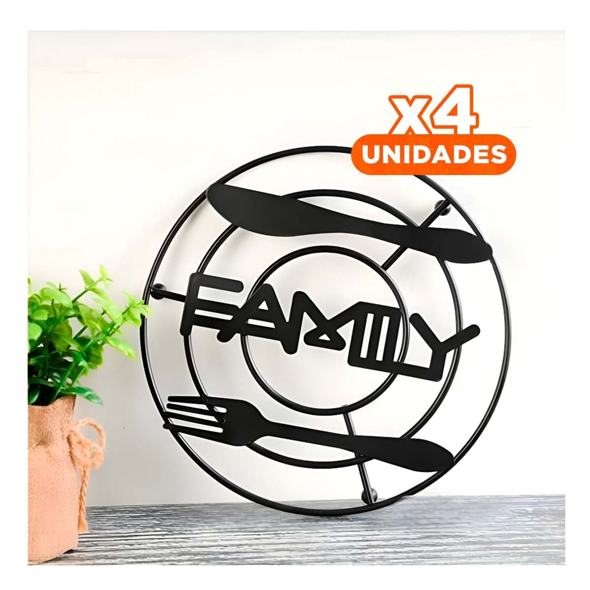 PACK4 BASE OLLAS FABRICADA EN METAL NEGRO PARA USO CONTINUO EN HOGAR Y+PAPEL REGALO - 1