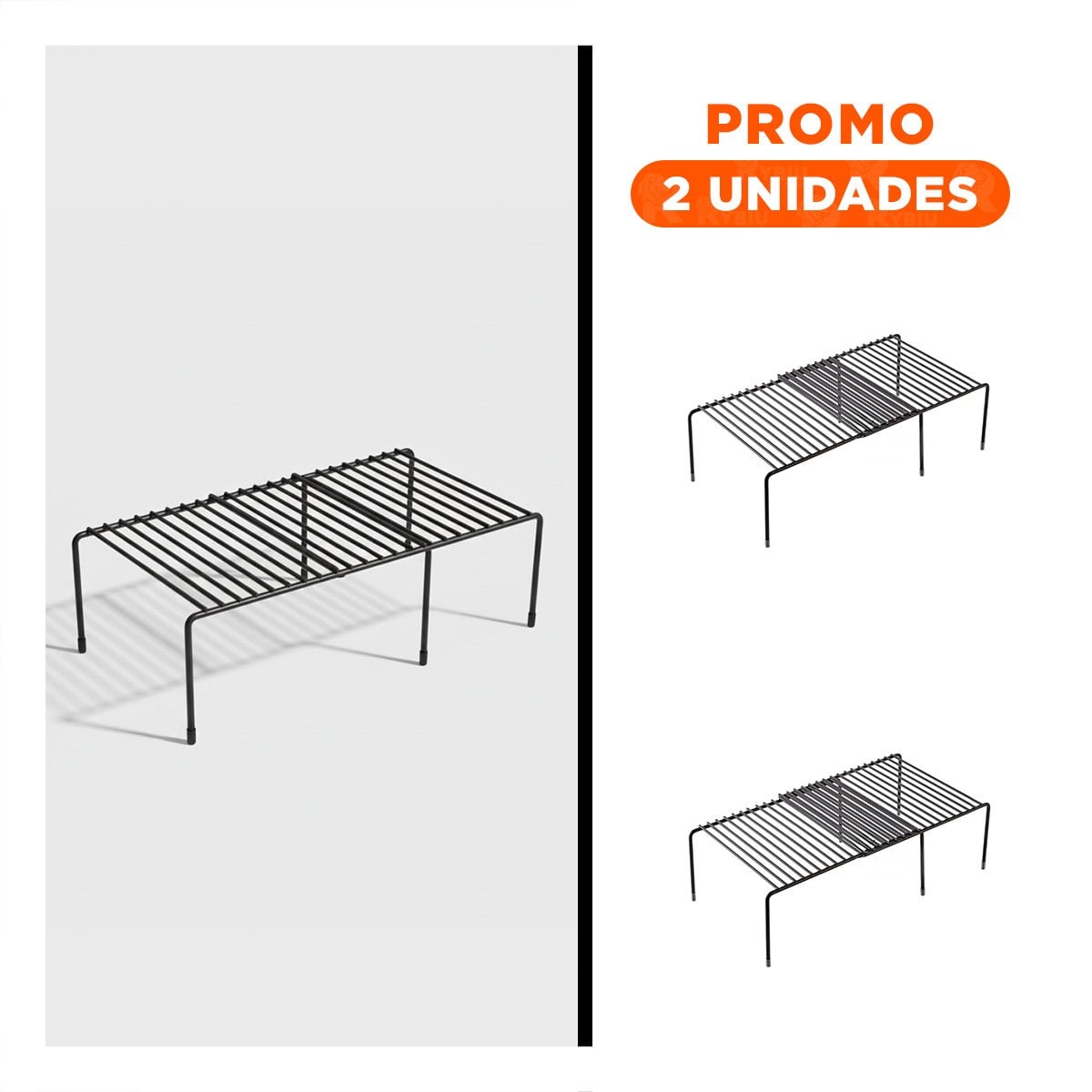 PACK2 ORGANIZADOR EXPANDIBLE NEGRO CON 6 PATAS DE METAL PARA GAVINETE Y+REGALO STICKER - 1