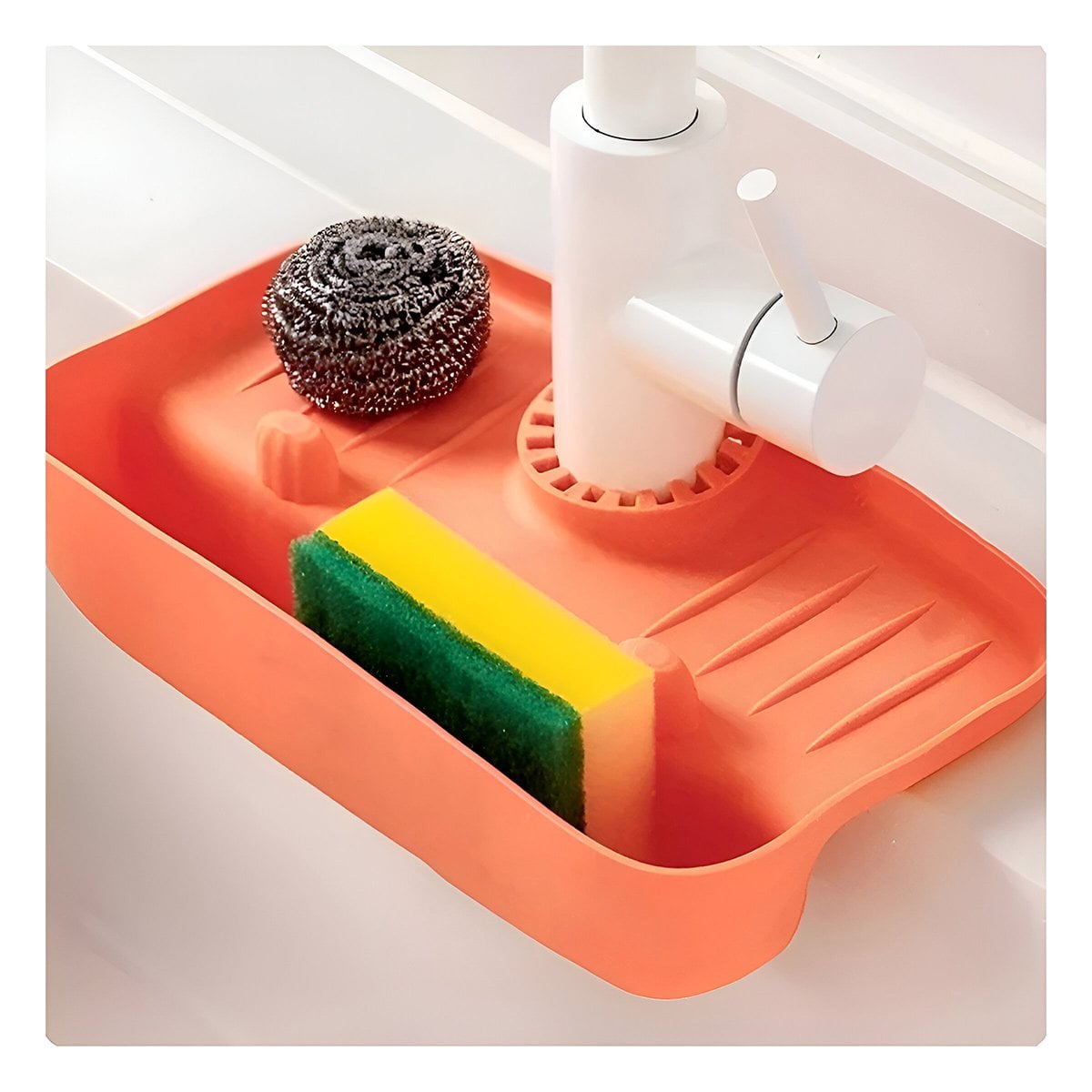ESCURRIDOR DE SILICONA PARA LAVADERO EN COLOR ANARANJADO PARA COCINA ORGANIZADA - 1