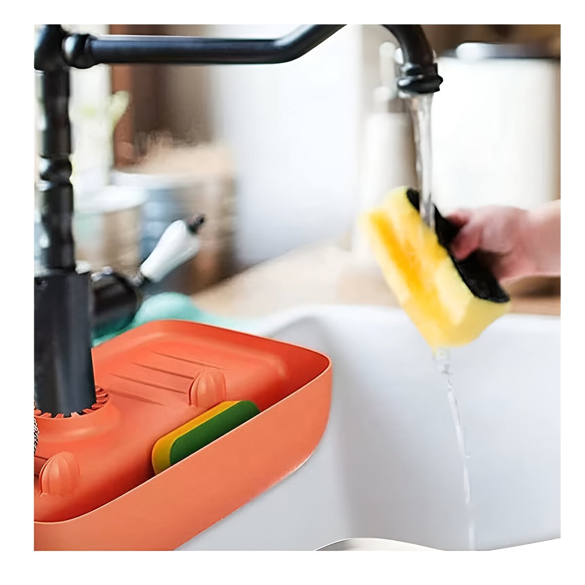 ESCURRIDOR DE SILICONA PARA LAVADERO EN COLOR ANARANJADO PARA COCINA ORGANIZADA - 5