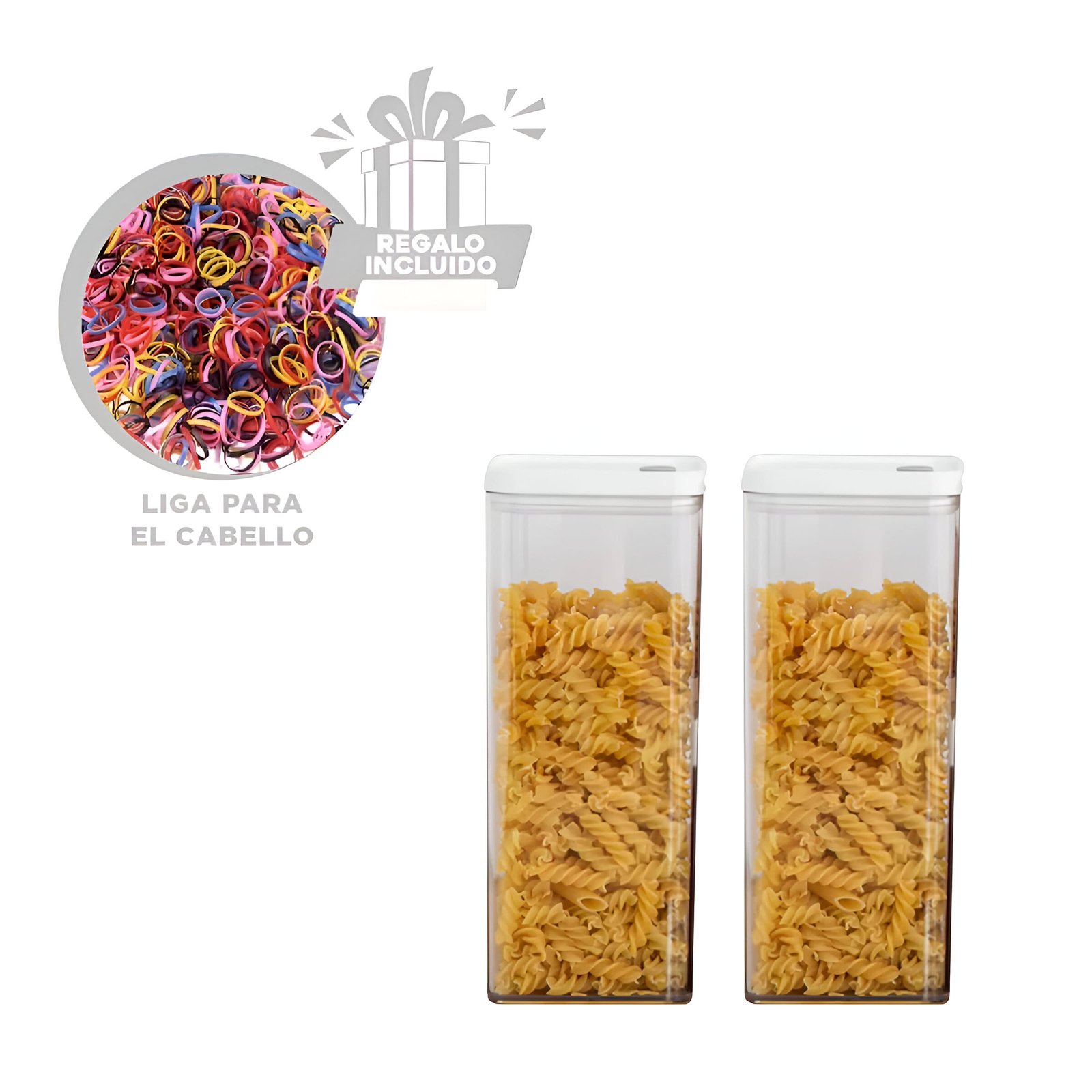 FRASCO ACRILICO ORGANIZADOR COCINA TAPA BLANCA PUNTO PLOMO 1900ML Y+LIGAS REGALO - 2