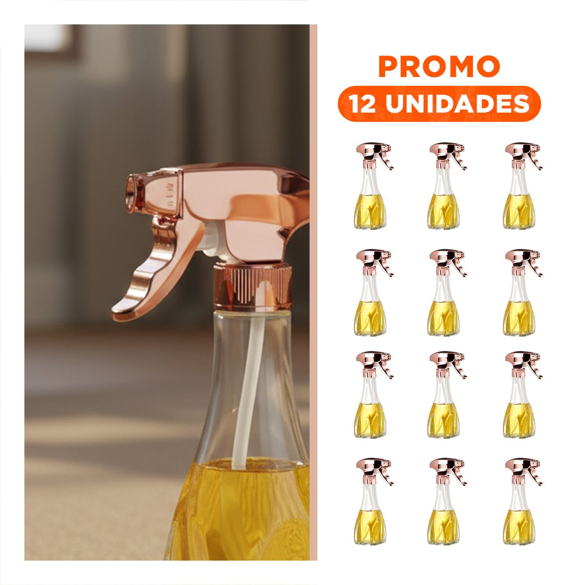 PACK12 RECIPIENTE DE ACEITE SPRAY 240ML ORO ROSA FUNCIONAL Y DURADERO MEJORAR SABOR - 1