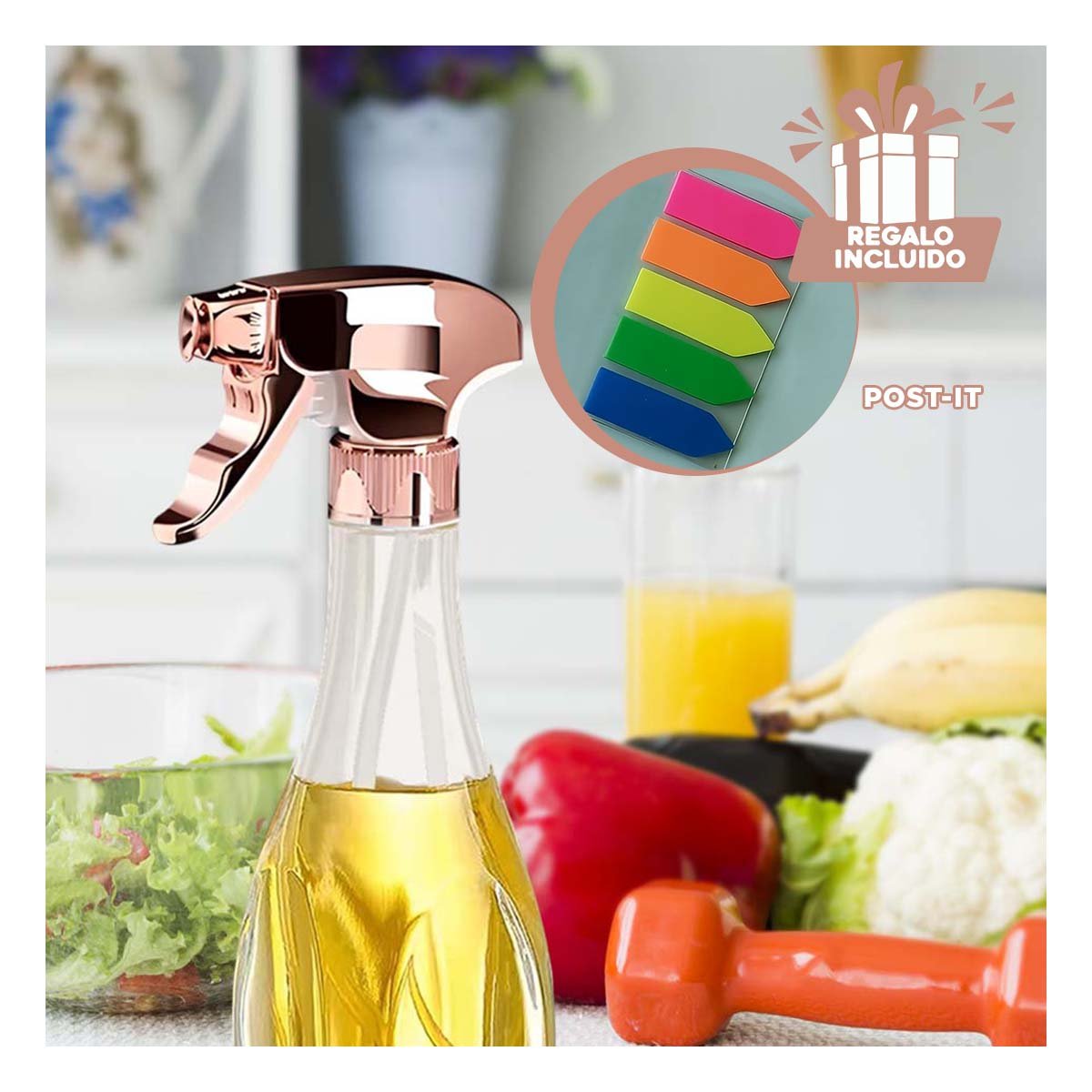PACK12 RECIPIENTE DE ACEITE SPRAY 240ML ORO ROSA FUNCIONAL Y DURADERO MEJORAR SABOR - 2