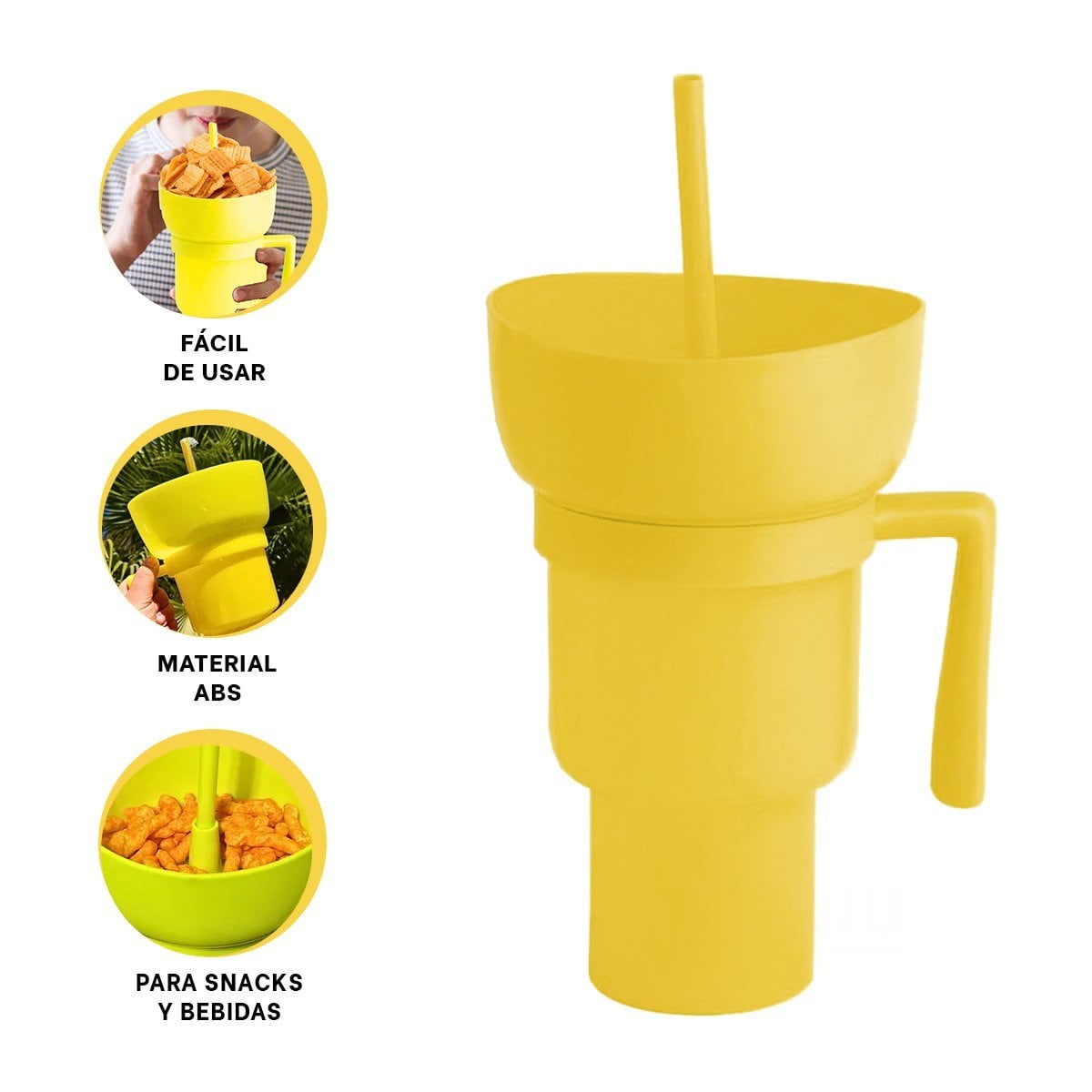 VASO 2 EN 1 EN MATERIAL ABS AMARILLO PARA MOMENTOS DE CINE Y ENTRETENIMIENTO Y+POST IT - 5