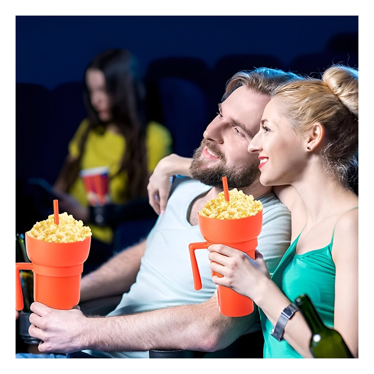VASO 2 EN 1 PARA SNACKS Y BEBIDAS DE ABS ANARANJADO CON FORMA FUNCIONAL ACTUAL Y+LIGAS REGALO - 3
