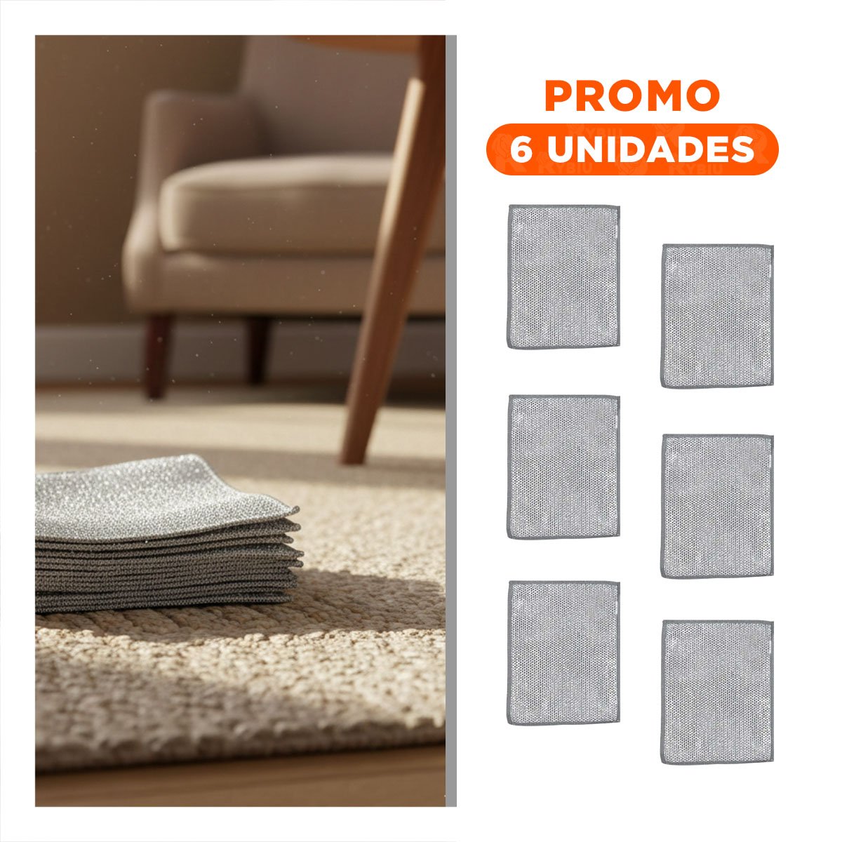 PACK6 TOALLAS COMPACTAS REUTILIZABLES PARA SUPERFICIES 10 PZS 20X20CM PLOMO YREGALO STICKER - 1