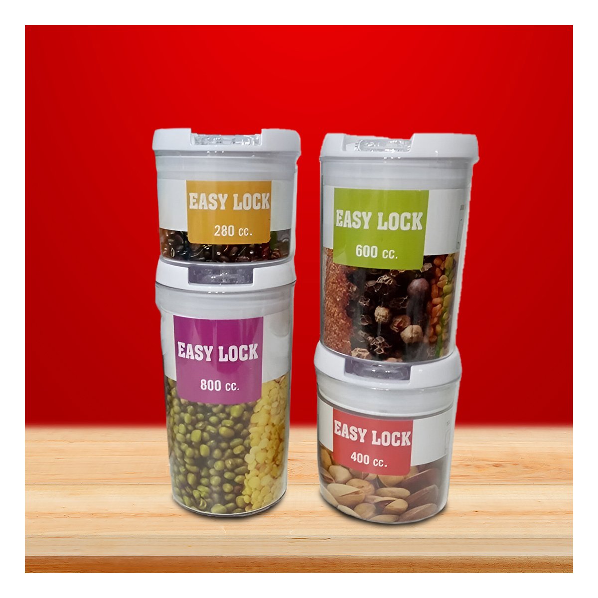 PACK6 KIT 4PZ DE ALMACENAMIENTO EN ACRILICO CON TAPA DE PLASTICO PARA COCINA Y+PAPEL REGALO - 5