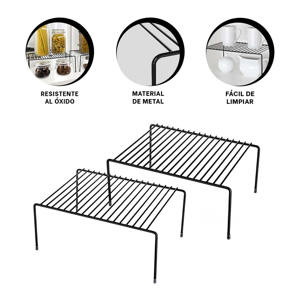 REJILLA ORGANIZADORA NEGRO CON 4 PATAS METALICAS Y FORMATO EXPANDIBLE Y+POST IT - 5
