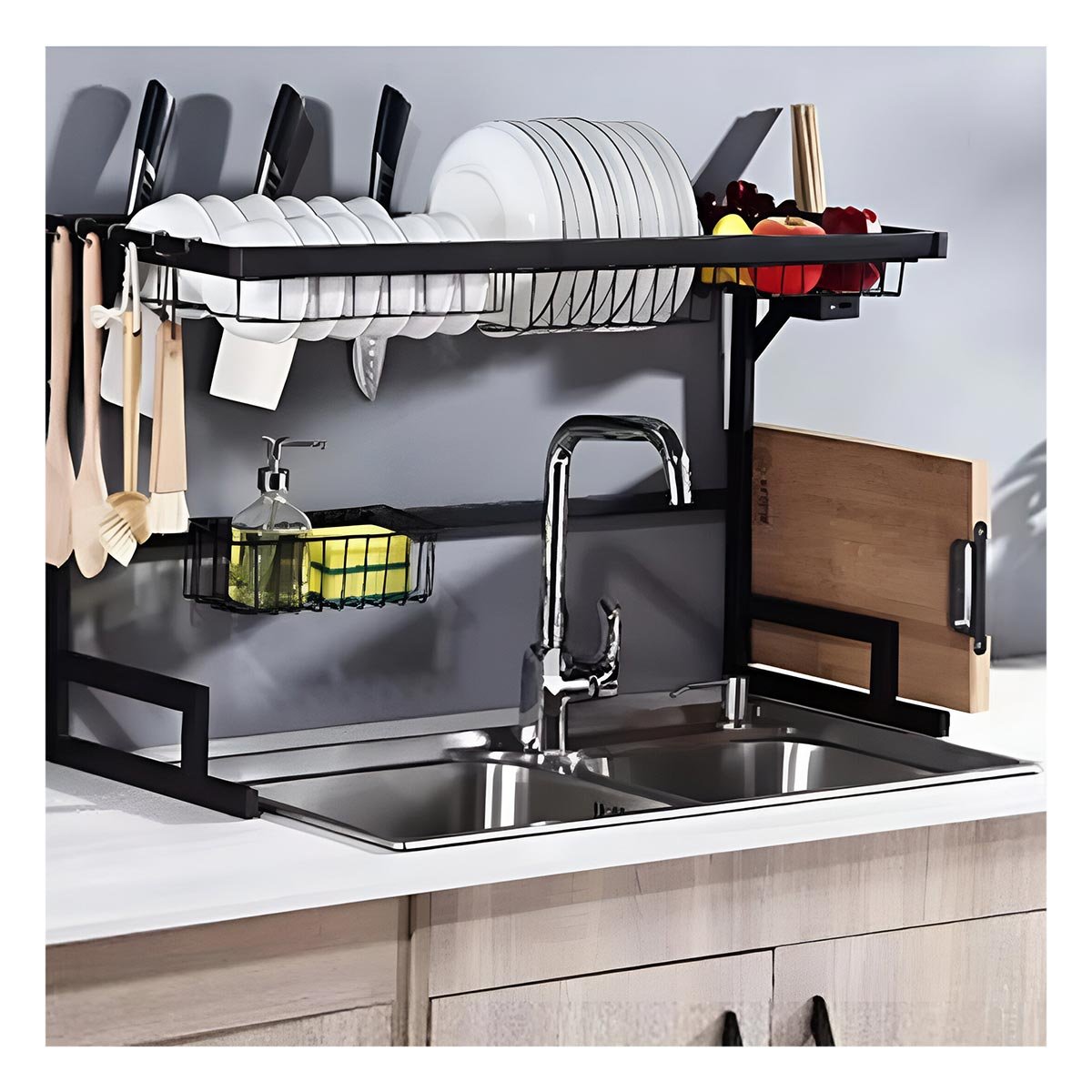 PACK4 ORGANIZADOR DE VAJILLA NEGRO 85CM DE ESTRUCTURA FIRME SOBRE BACHA Y+PAPEL REGALO - 5
