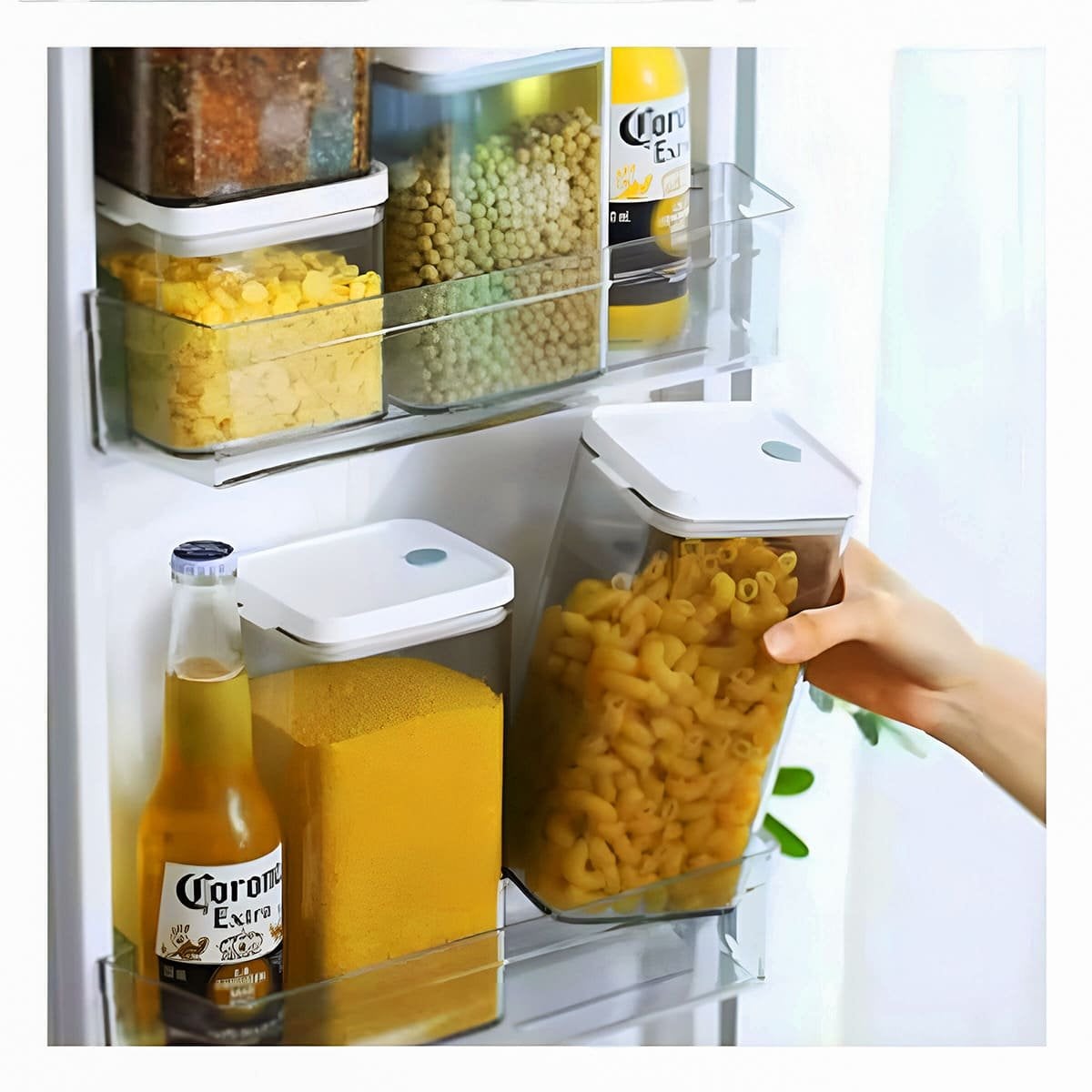 FRASCO ACRILICO PARA GUARDAR CEREALES TAPA BLANCA PUNTO PLOMO 1900ML Y+PAPEL REGALO - 1