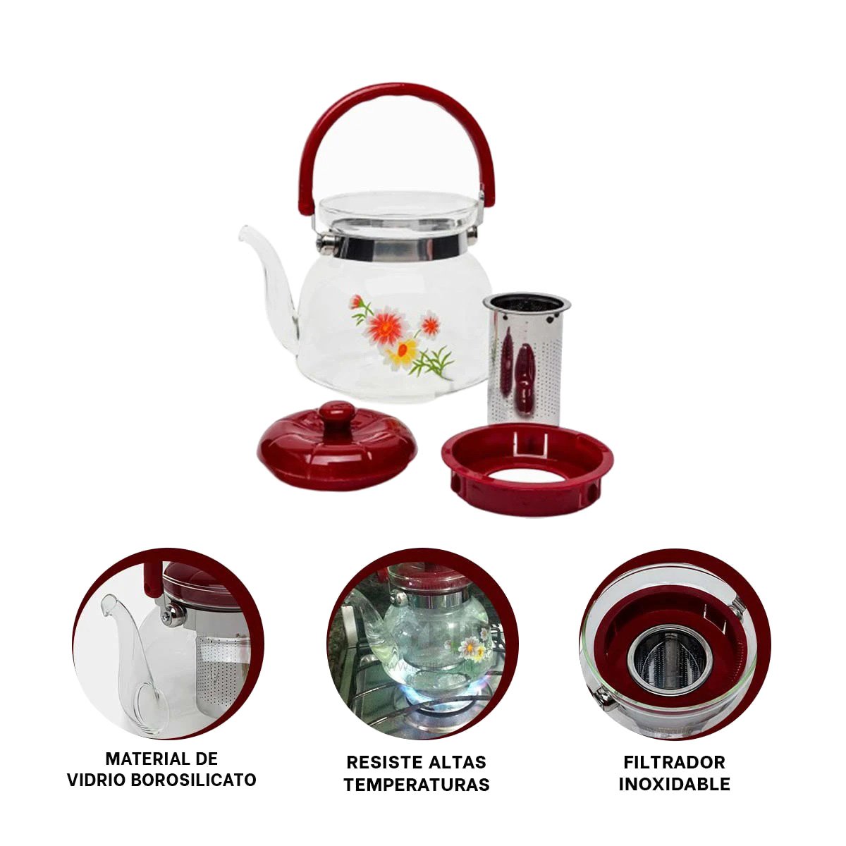 JARRA CON TAPA GUINDA TRANSPARENTE 600ML PARA DISTRIBUCION DE BEBIDAS CALIENTES Y+POST IT - 5