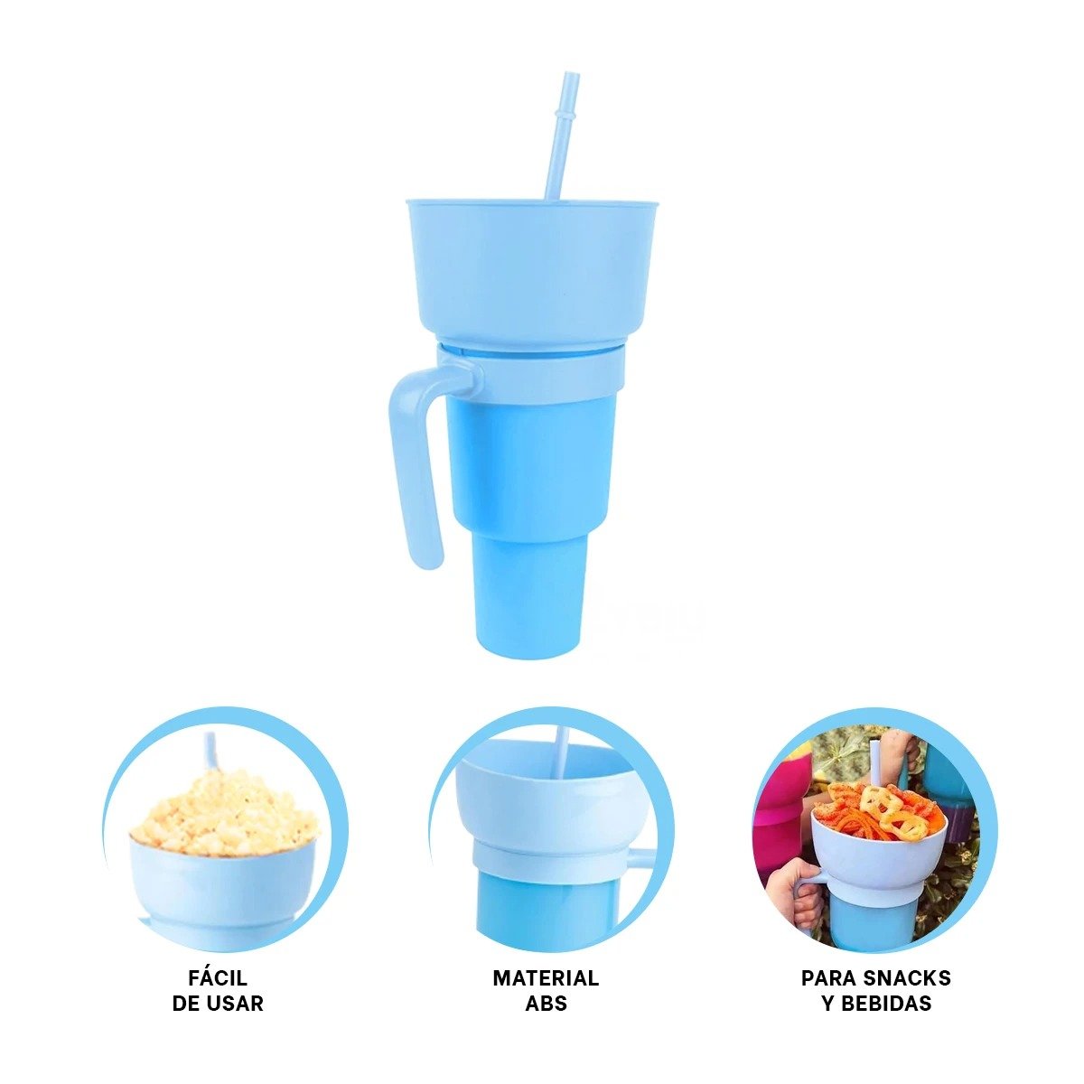 VASO 2 EN 1 EN MATERIAL ABS CELESTE PARA MOMENTOS DE CINE Y ENTRETENIMIENTO Y+POST IT - 5