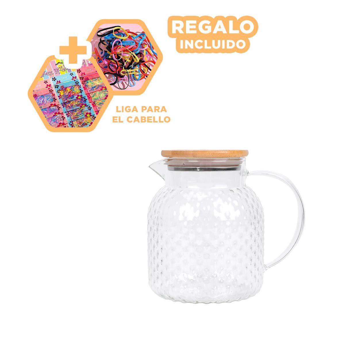 JARRA RESISTENTE CON TAPA DE MADERA PARA USO DIARIO TRANSPARENTE YLIGAS REGALO - 2