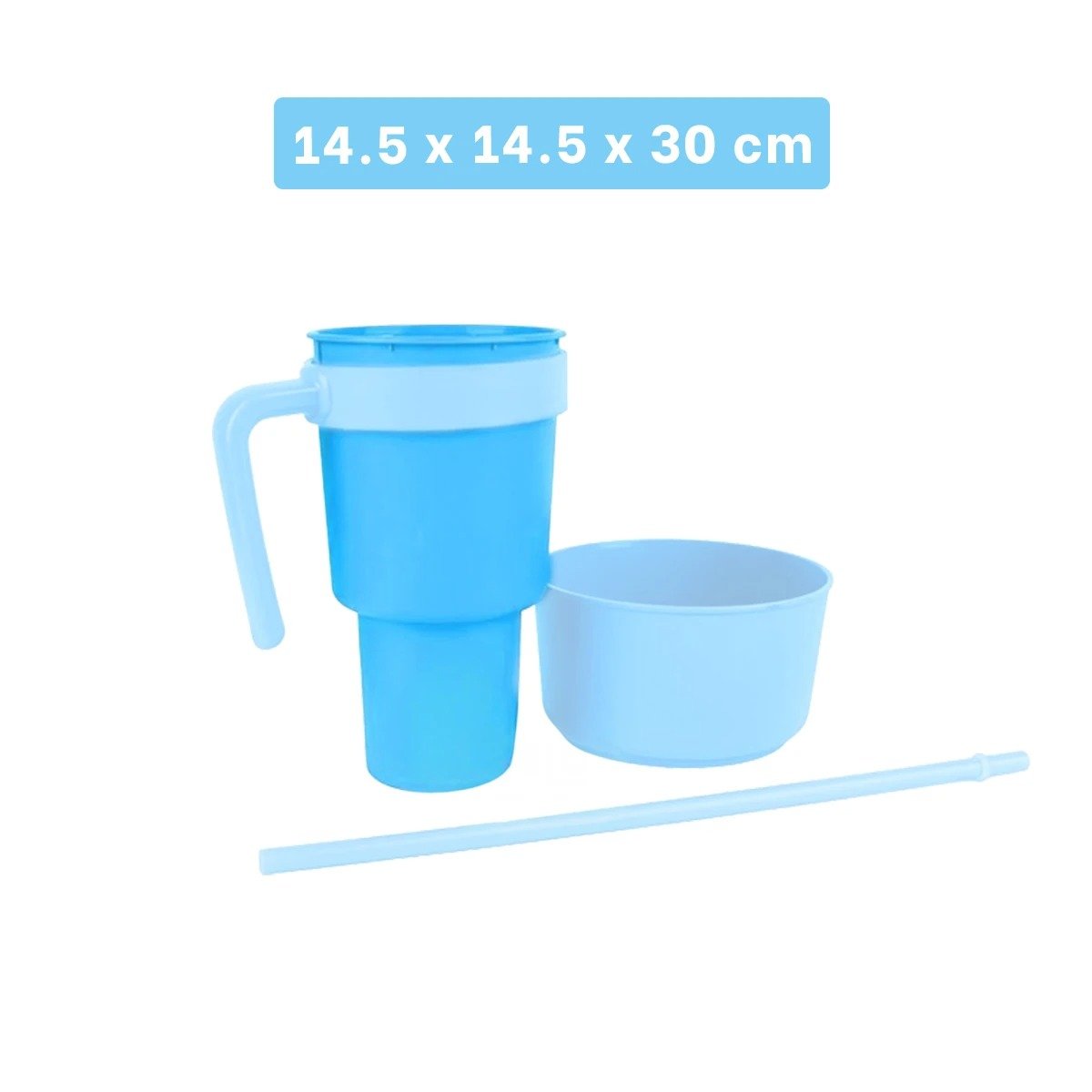 PACK2 CONTENEDOR 2 EN 1 PARA SNACKS Y BEBIDAS DE ABS COLOR CELESTE ACTUAL Y+REGALO STICKER - 4