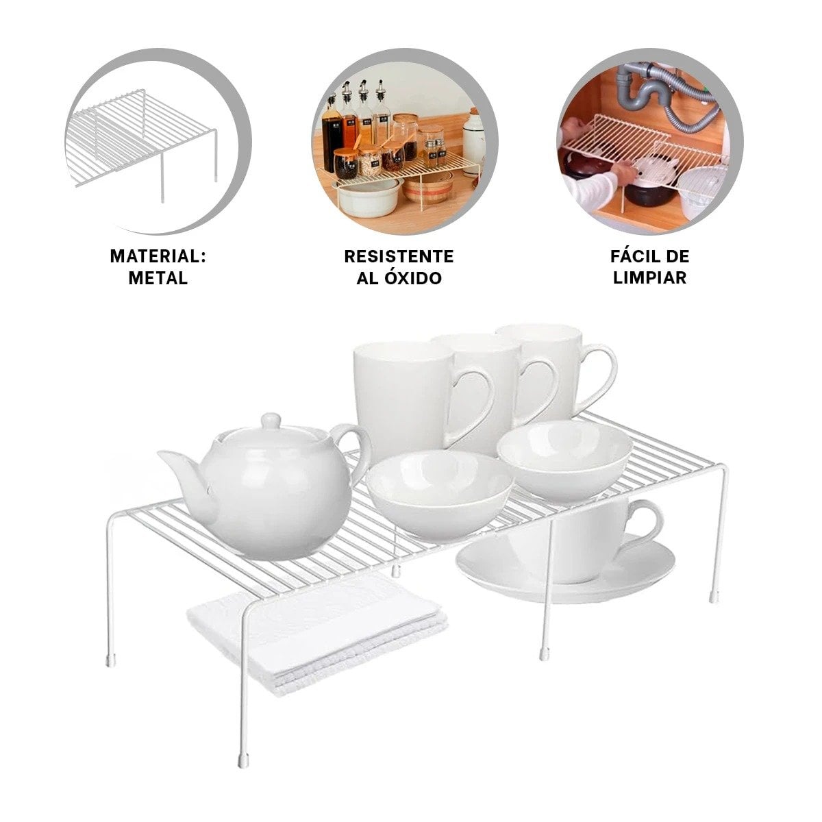 REJILLA DE ORGANIZACION BLANCO EN METAL CON SISTEMA EXPANDIBLE Y 6 PATAS FIRMES Y+PAPEL REGALO - 5