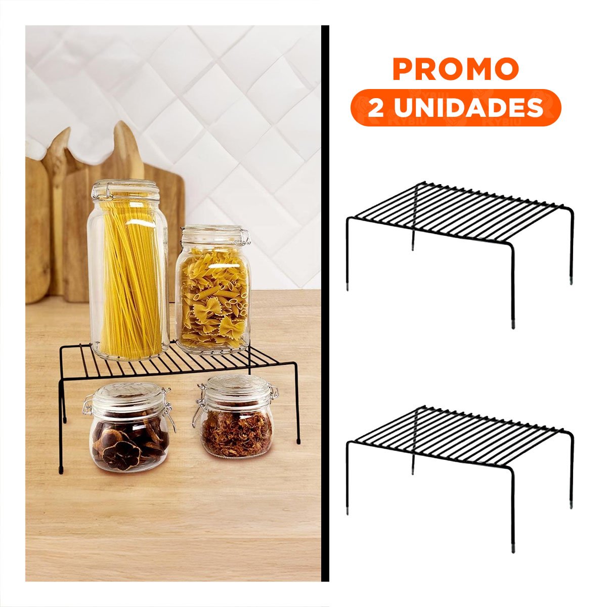 PACK2 ORGANIZADOR EXPANDIBLE NEGRO CON 4 PATAS DE METAL PARA GAVINETE Y+REGALO STICKER - 1